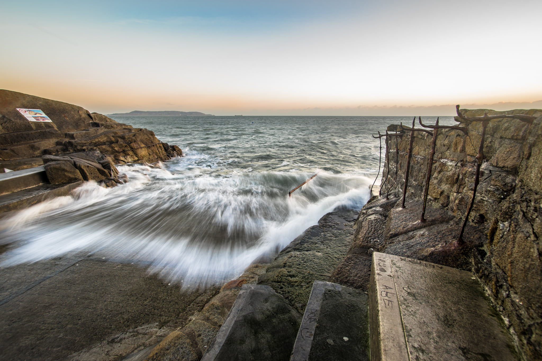 coastline, sky, long exposure, rock - Object, cliff, photography, photo, Sandycove, landscape, travel, scenics, rock, ireland, water, europe, nature, dawn, HD Wallpaper