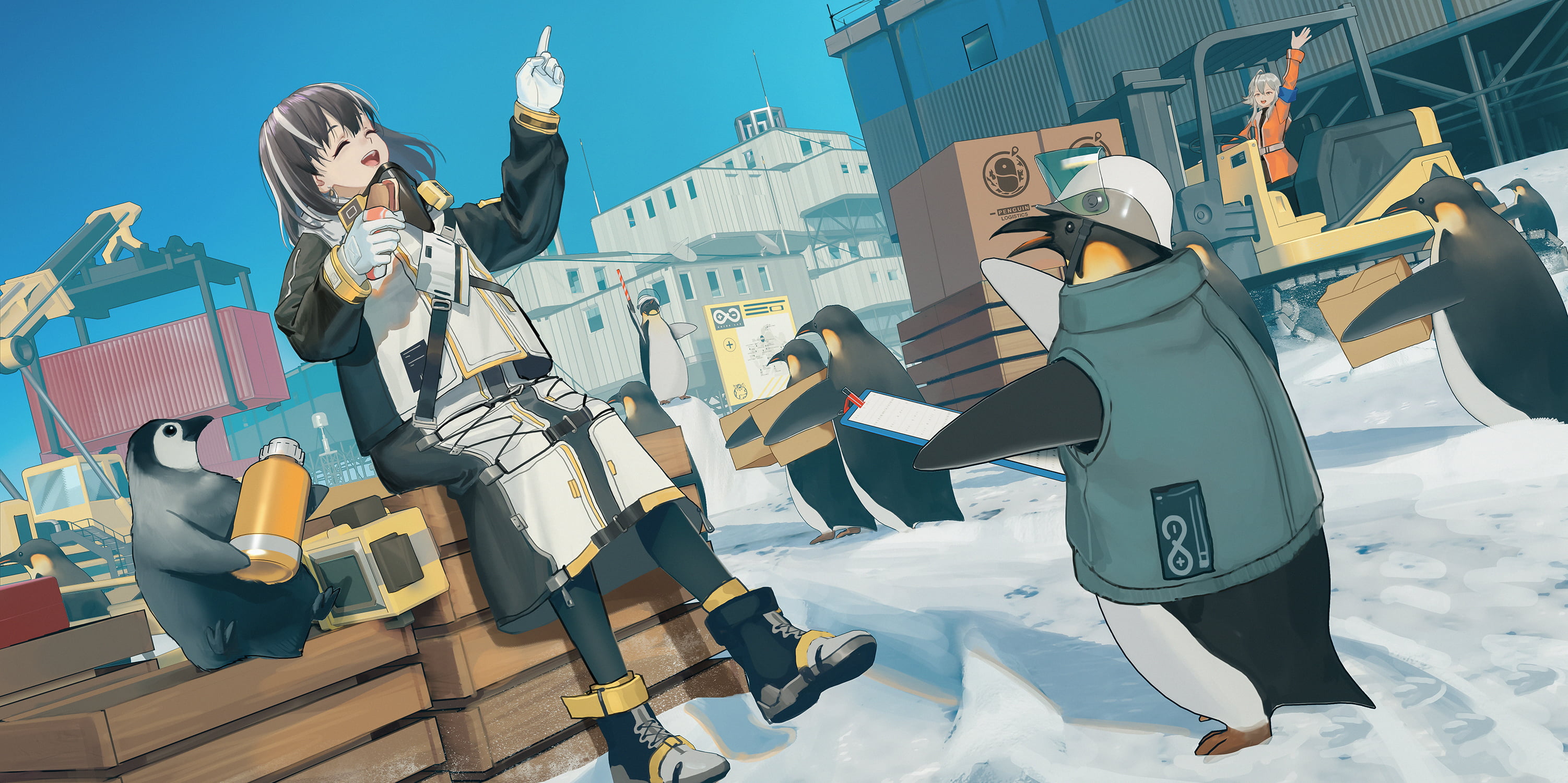 Magallan(Arknights), boxes, penguins, Arknights, anime, 2K, Arduino, HD Wallpaper