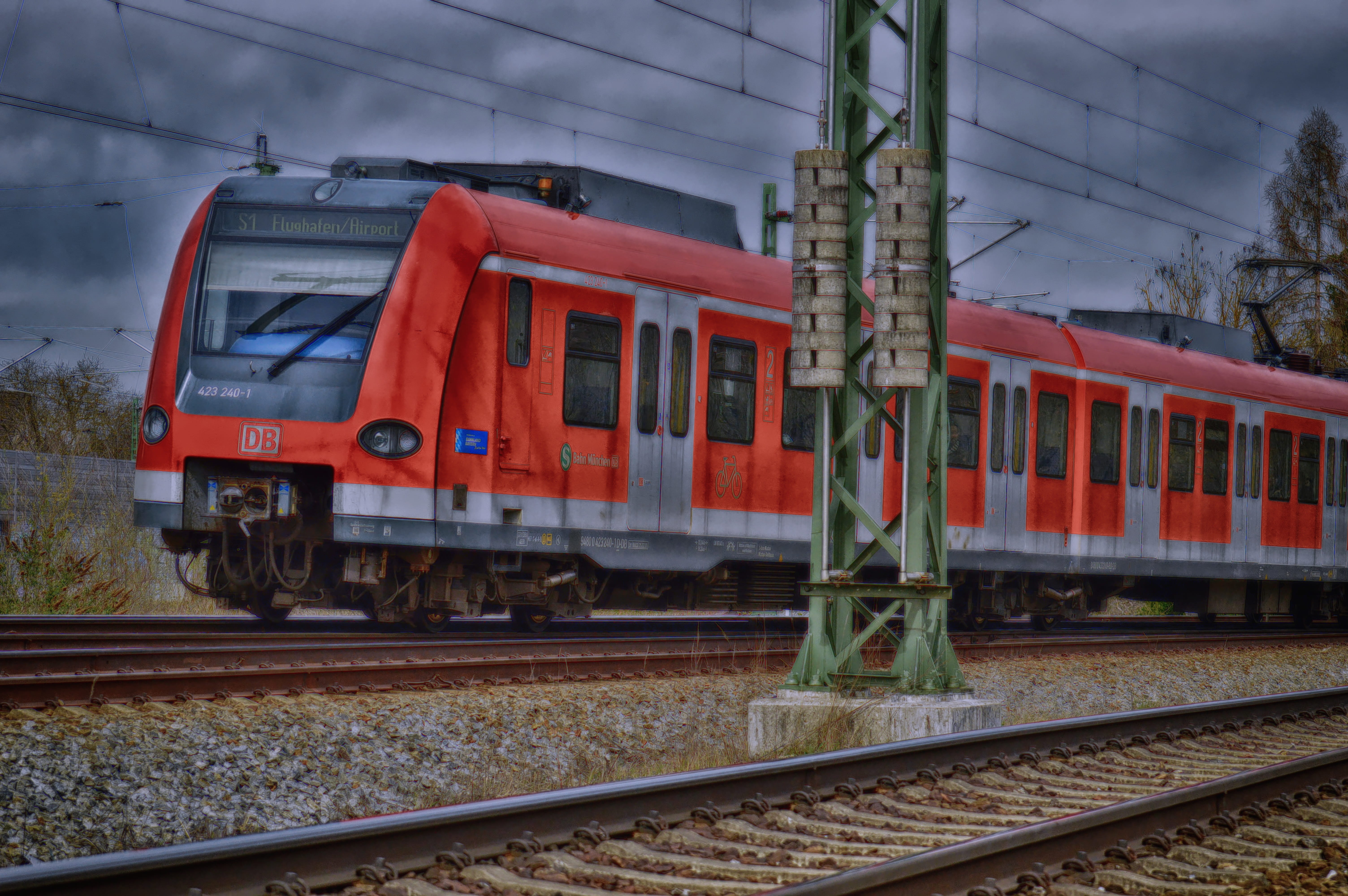 train - vehicle, railway, transportation, rail transportation, no people, red, power supply, mode of transportation, public means of transport, traffic, HD Wallpaper