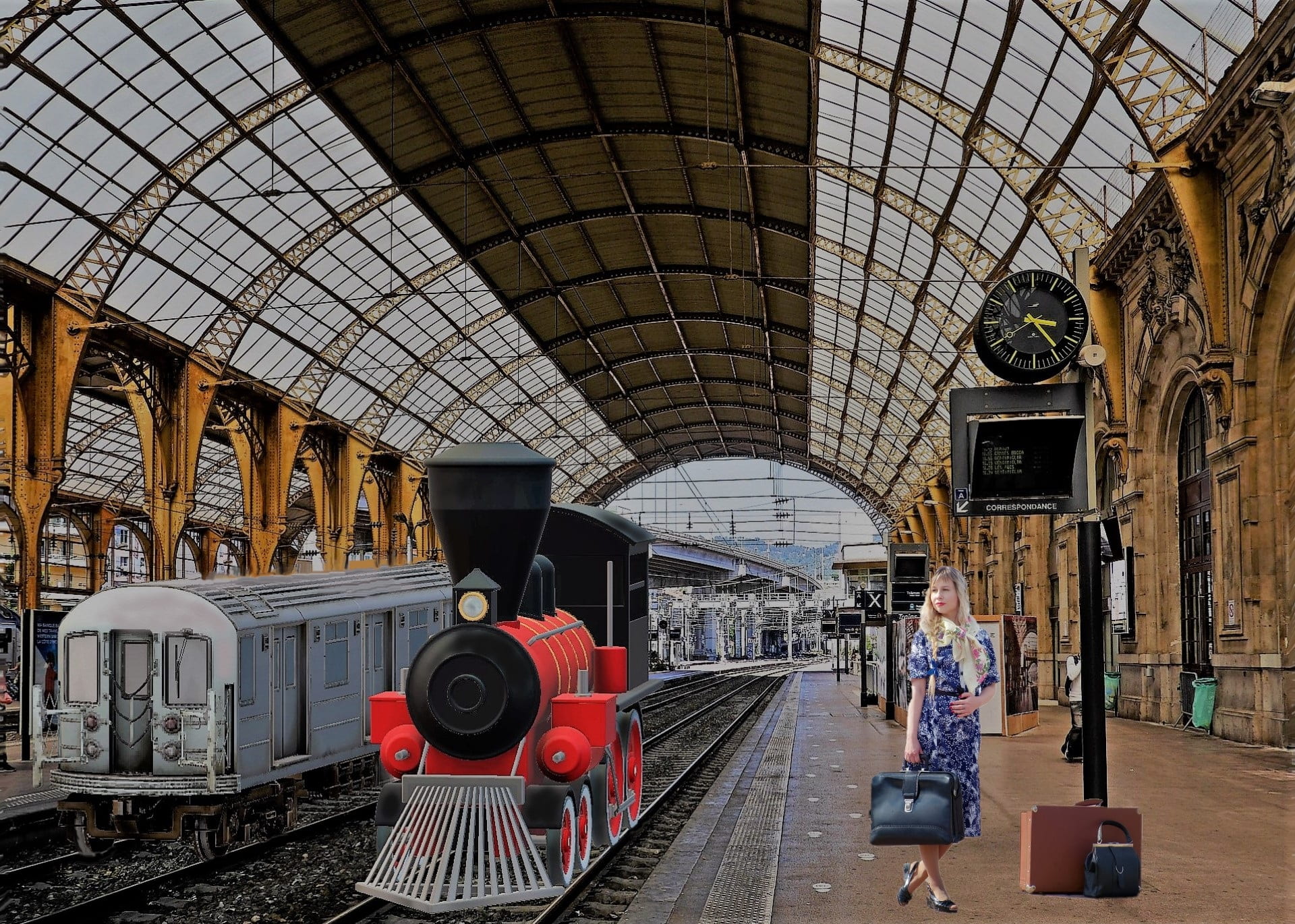 group of people, 1080P, transportation, ceiling, railway station, transport, arch, regional traffic, stay, train, indoors, railroad track, women, railway, HD Wallpaper