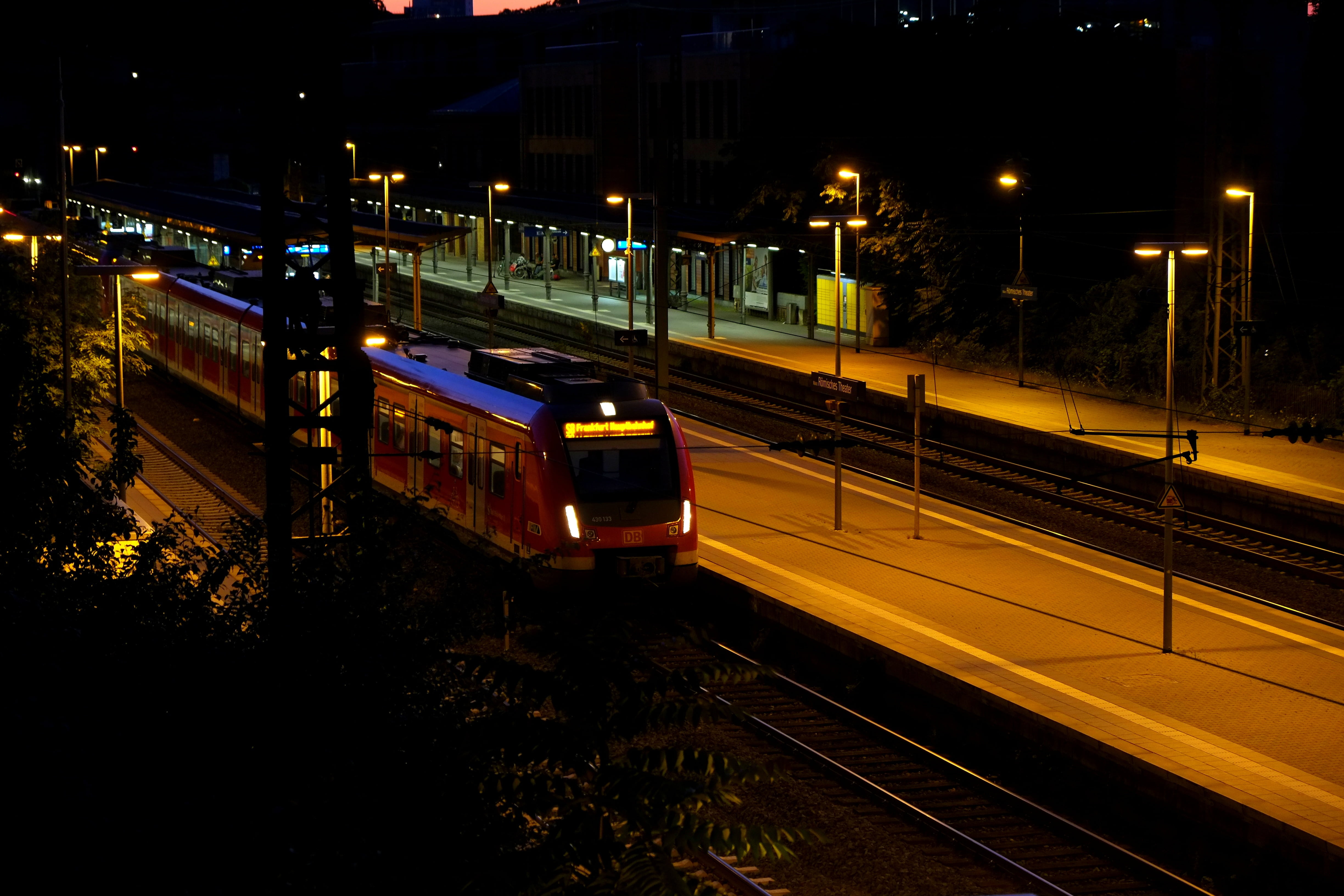 public transportation, railway station, evening, train - vehicle, street, electric locomotive, transportation, rail transportation, track, rail traffic, HD Wallpaper