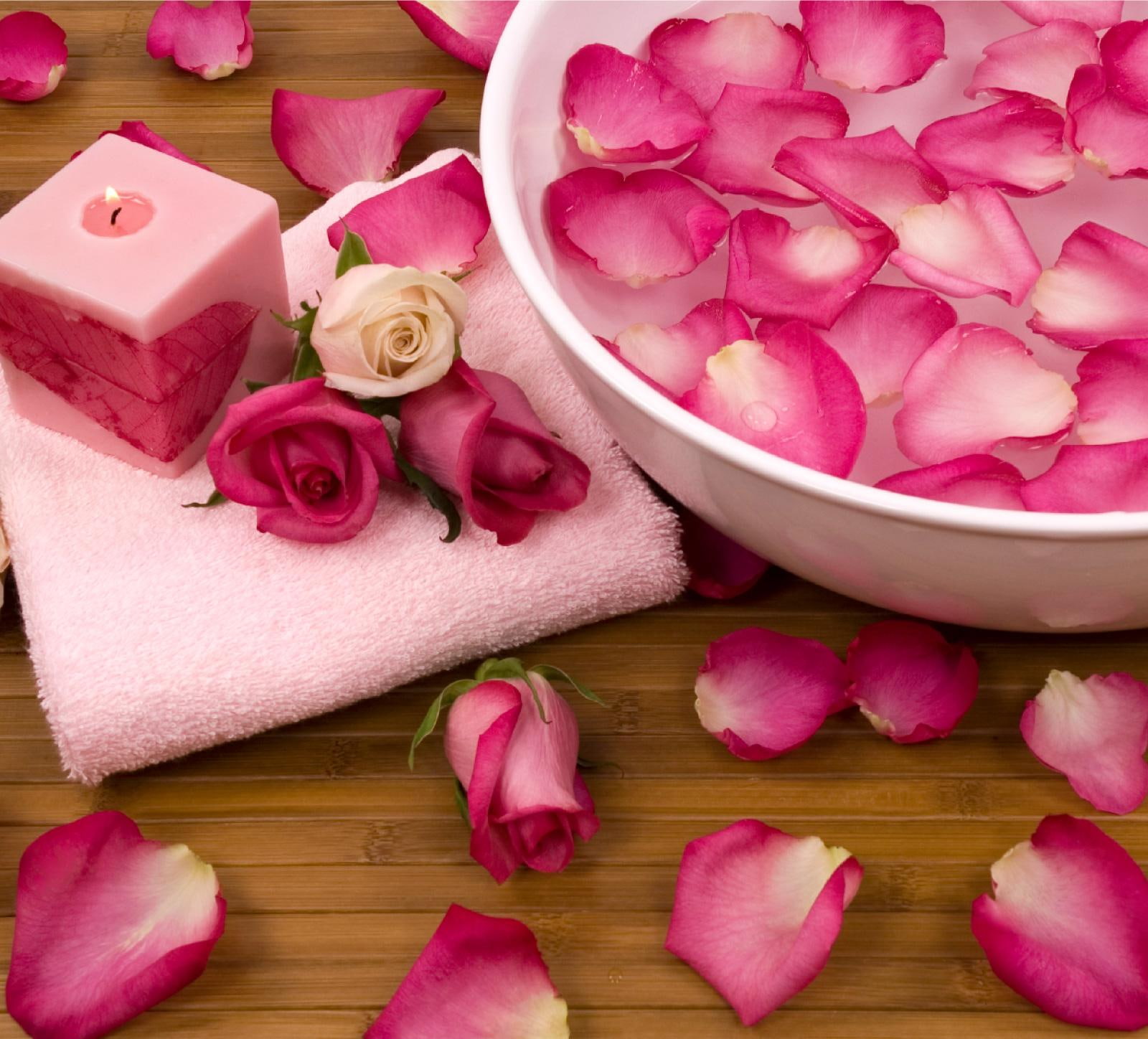 rose, square, candle, 720P, roses, pillar, light, body, soul, care, pink, petals, wellness, HD Wallpaper