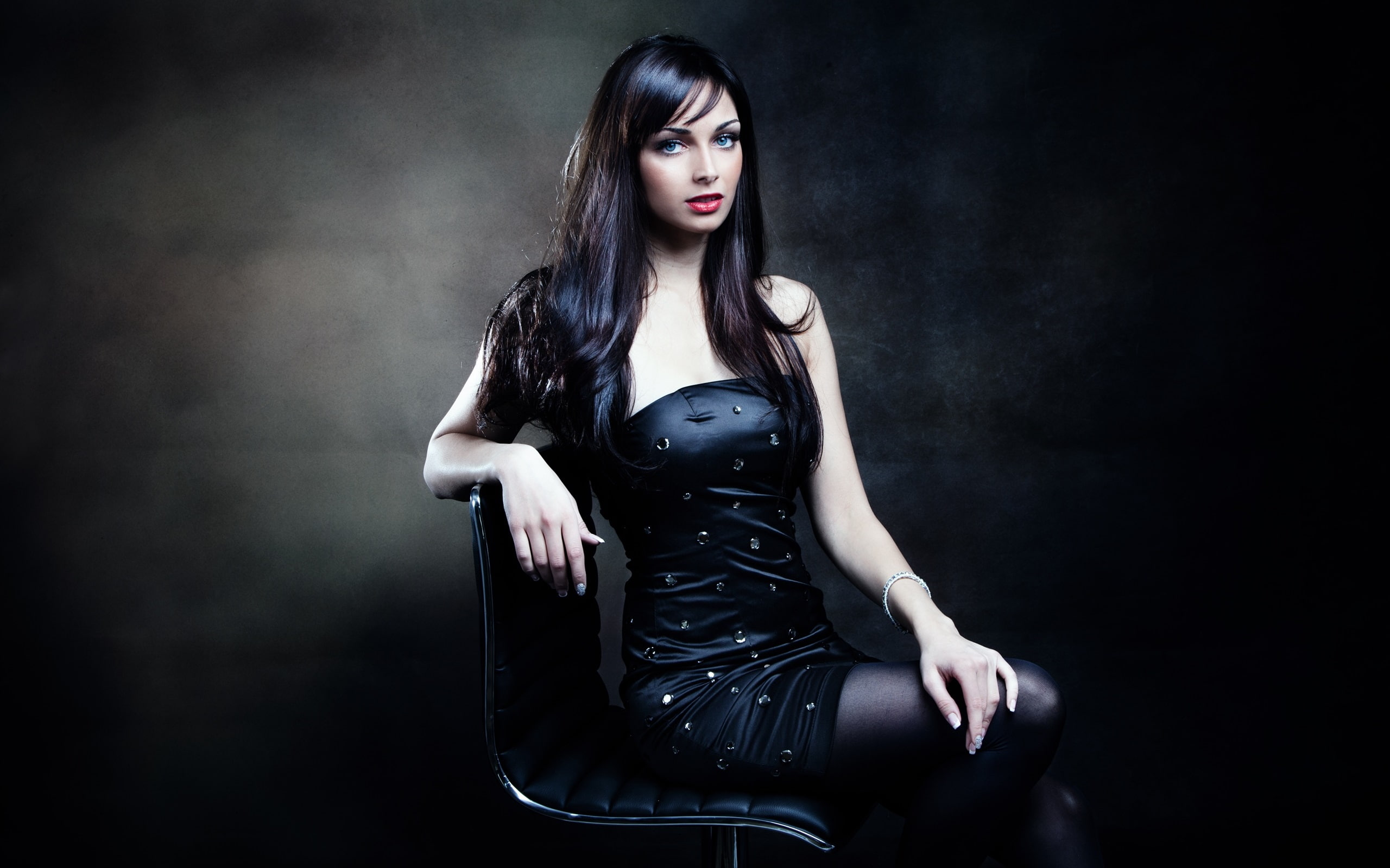 Posture, Girl, Black, 2K, Chair, Sitting, Hair, HD Wallpaper