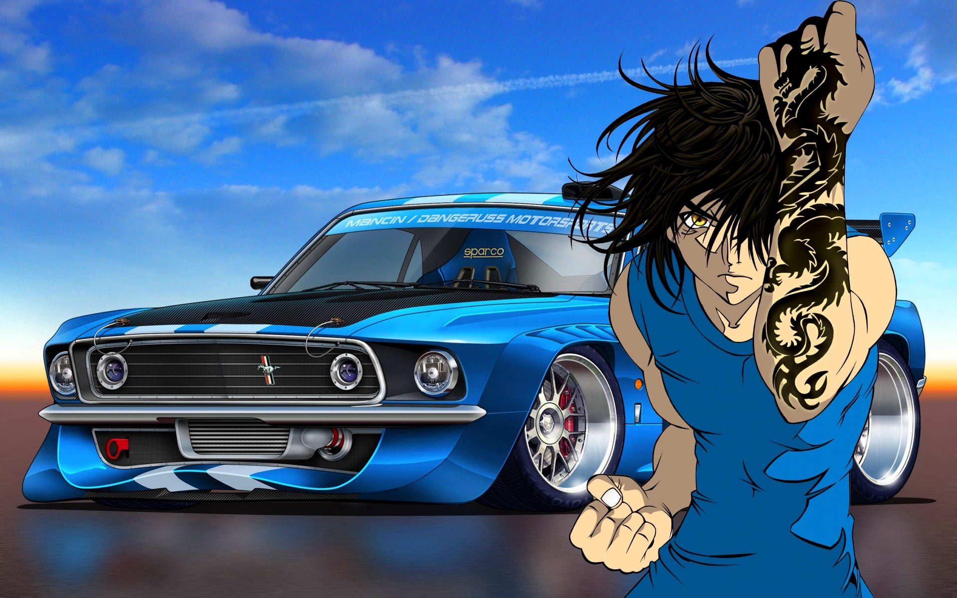 mode of Transport, front View, mode of transportation, convertible, hairstyle, tattoo, day, one Person, women, speed, blue, recca, wheel, luxury, retro Styled, HD Wallpaper