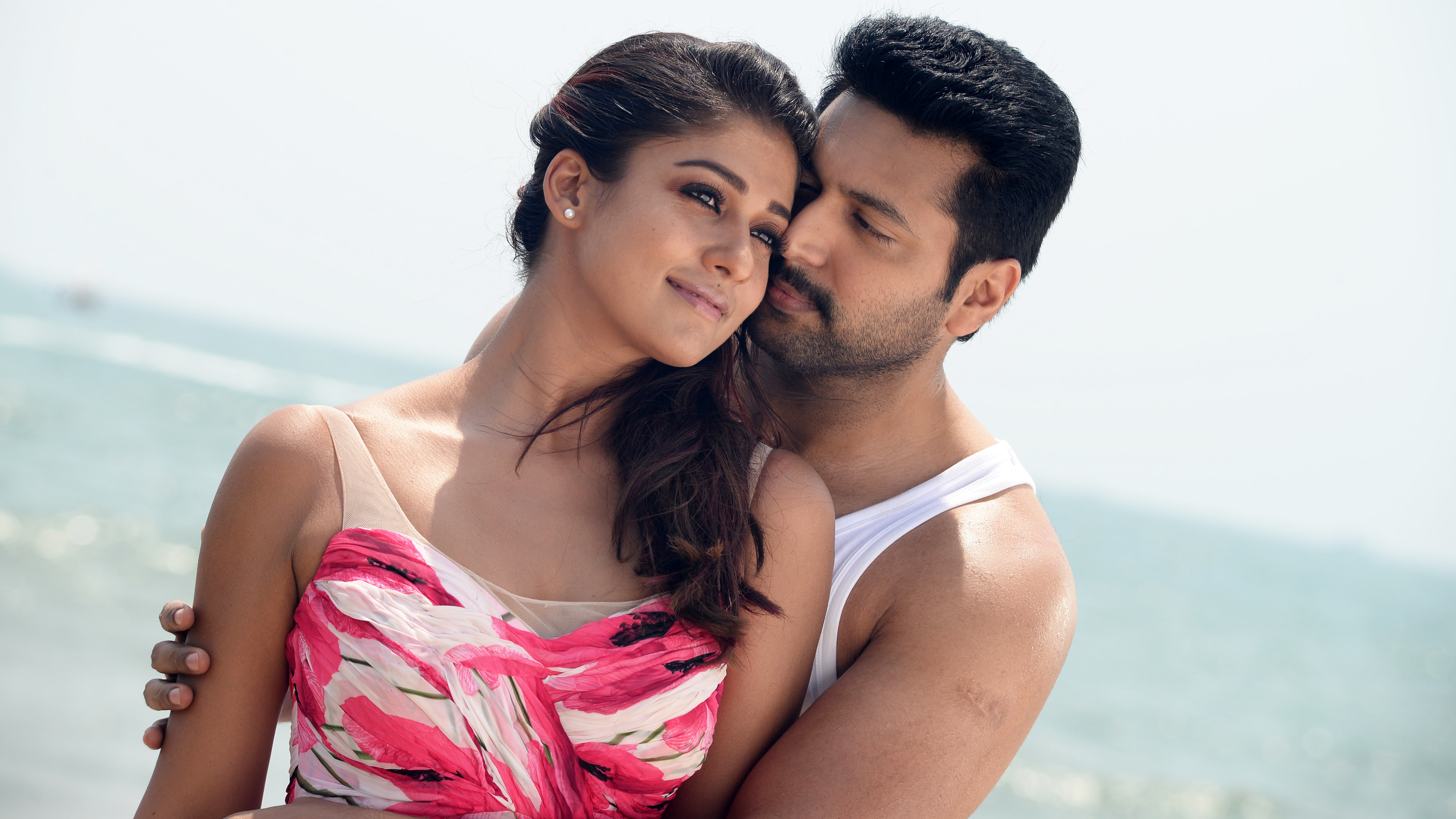 beautiful woman, Oruvan, outdoors, happiness, bonding, love, young couple, hairstyle, 4K, men, romance, Nayantara, young women, positive emotion, portrait, HD Wallpaper