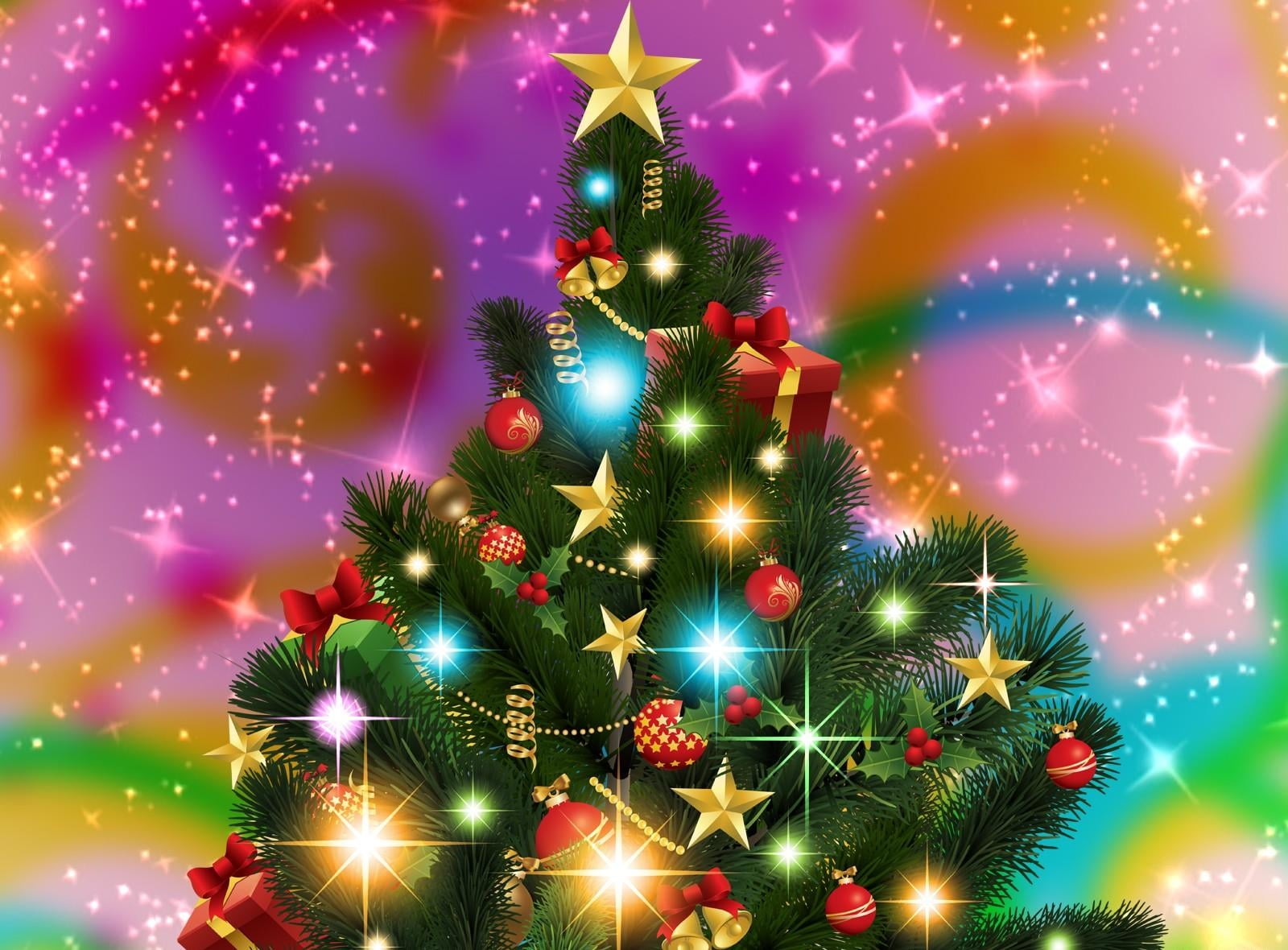 traditional Festival, firework - man made object, christmas decoration, greeting, holiday, shiny, holiday - event, christmas tree, new Year, green Color, HD Wallpaper