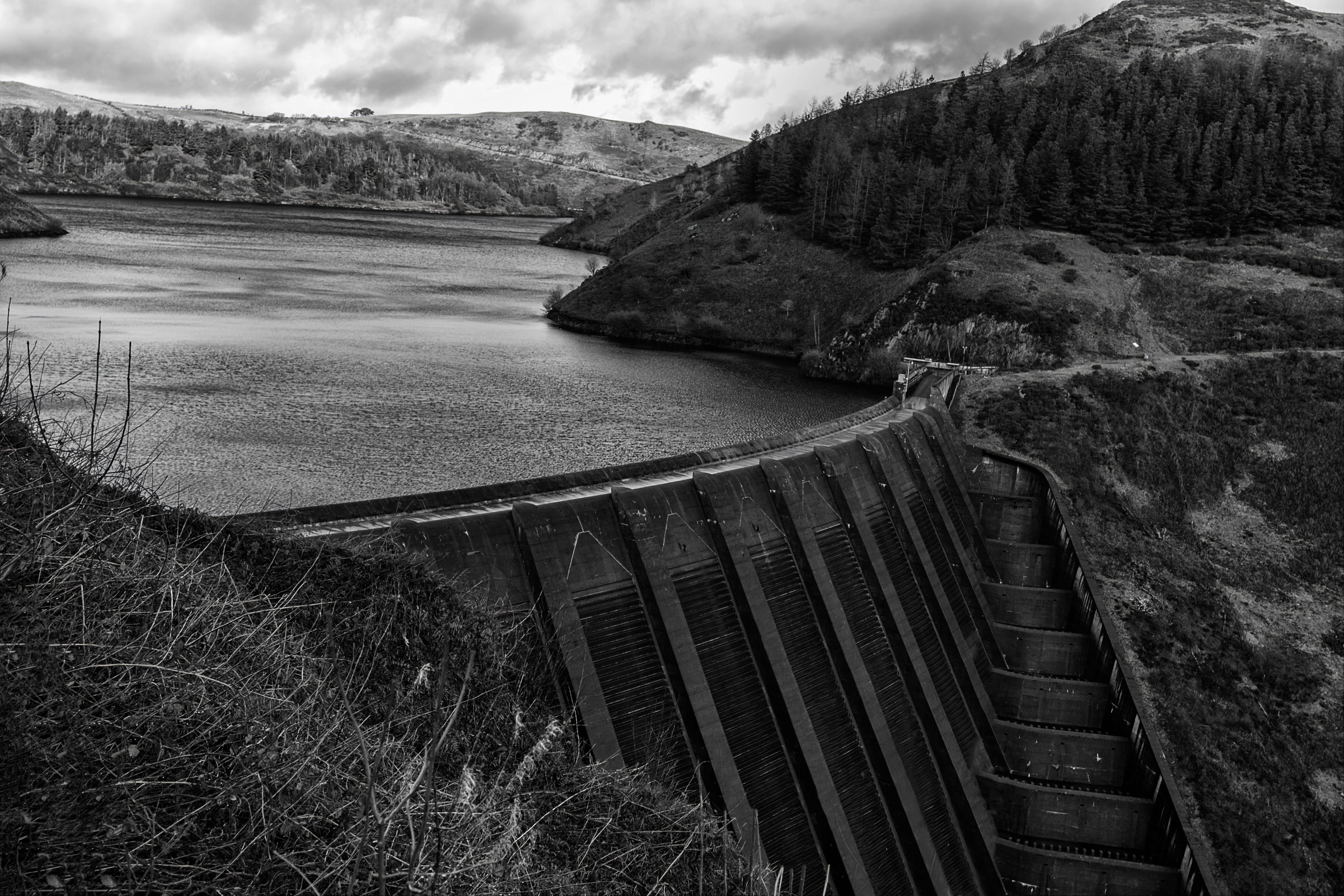 beauty in nature, tranquil scene, llanidloes, architecture, water, tranquility, mid wales, scenics - nature, nature, hydroelectric power, mountain, outdoors, HD Wallpaper