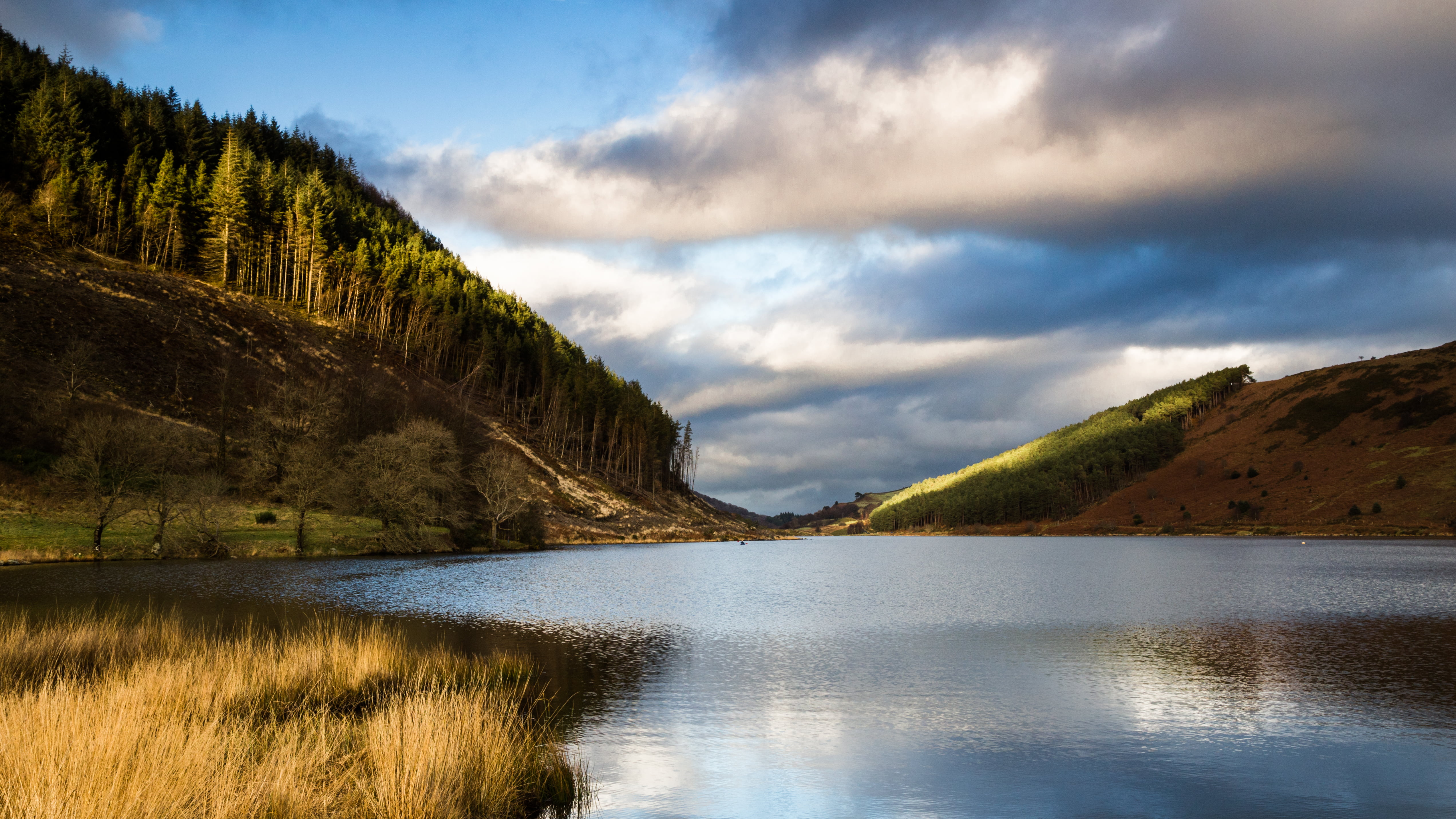 landscape, outdoors, beauty In Nature, nature, Tunnel view, North Wales, cloud - Sky, scenics, Llyn Geirionydd, mountain, water, forest, sky, 4K, UK, lake, HD Wallpaper