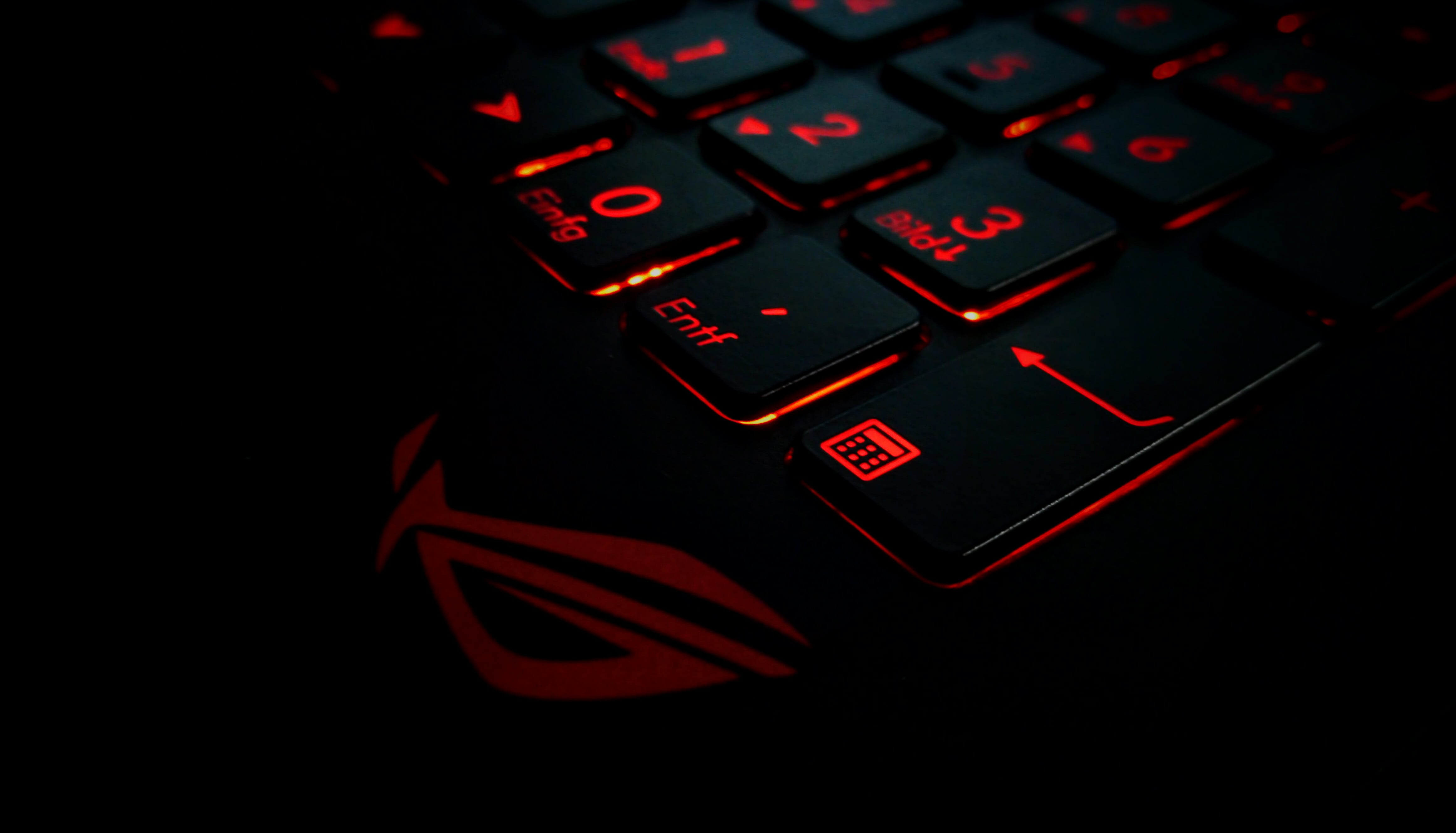 keyboards, ASUS, red, 4K, Republic of Gamers, HD Wallpaper