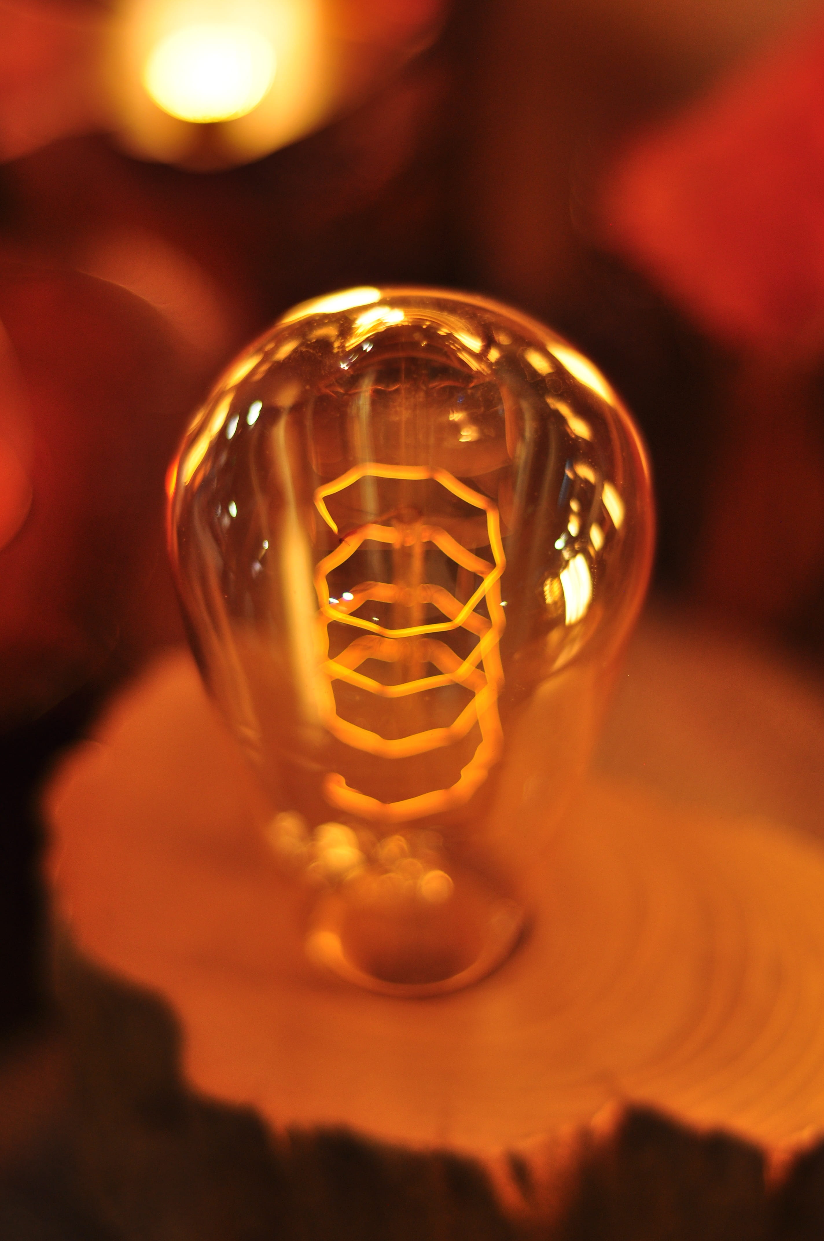drinking glass, glass - material, indoors, close-up, led, light bulb, no people, reflection, household equipment, night light, transparent, selective focus, Phone HD Wallpaper