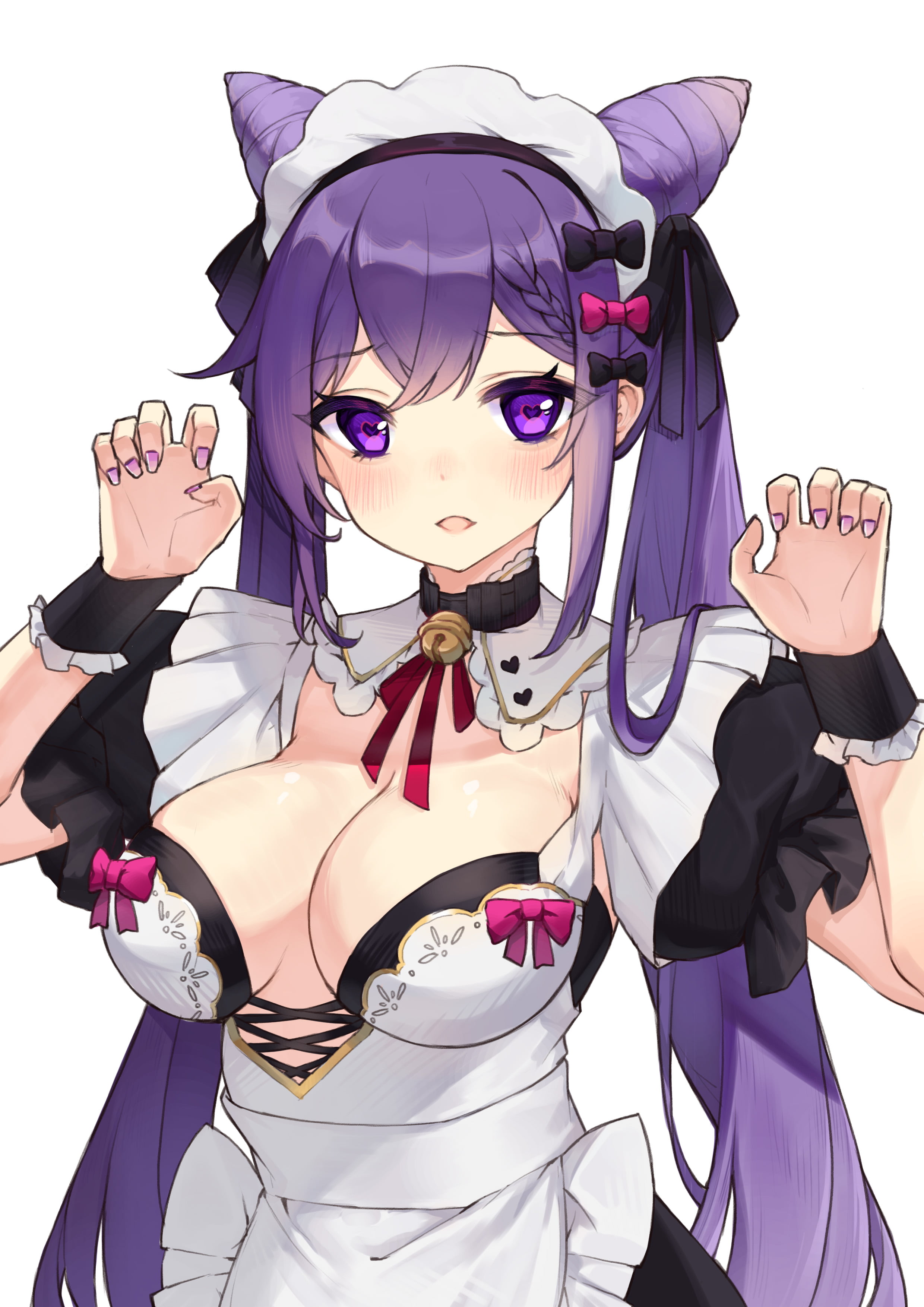 Genshin Impact, cleavage, anime girls, keqing (genshin impact), maid outfit, 2K, Phone HD Wallpaper
