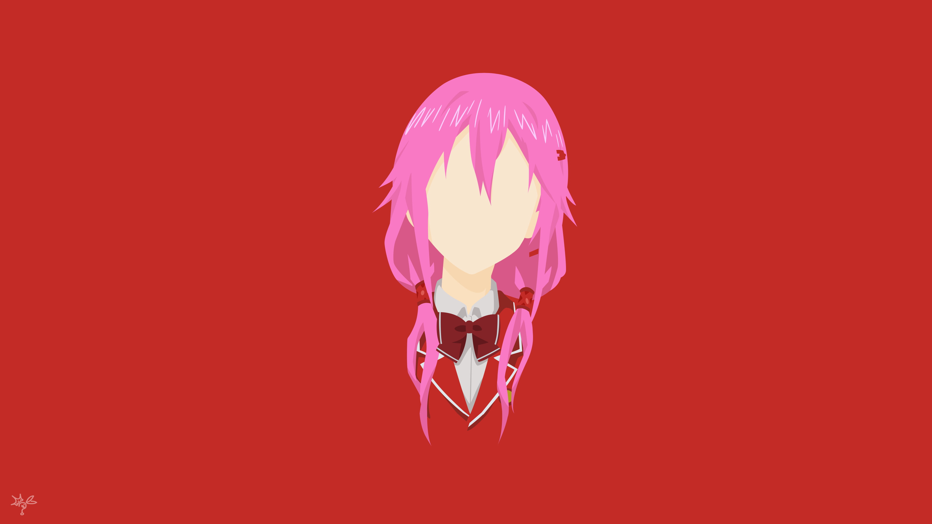 pink hair, anime girls, red background, Guilty Crown, Inori Yuzuriha, anime, 4K, HD Wallpaper