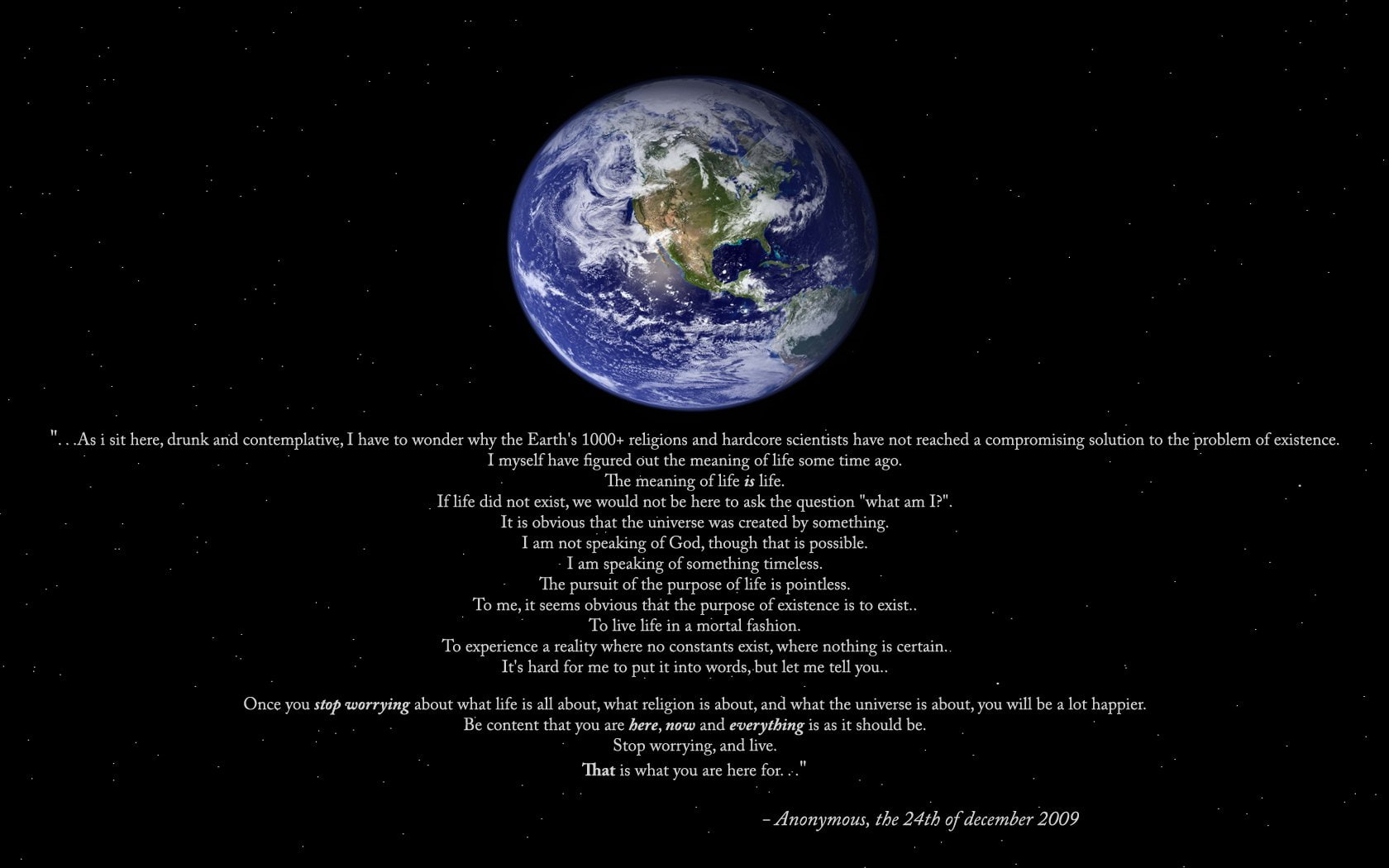 text, Earth, 720P, planet, life, space, quote, HD Wallpaper