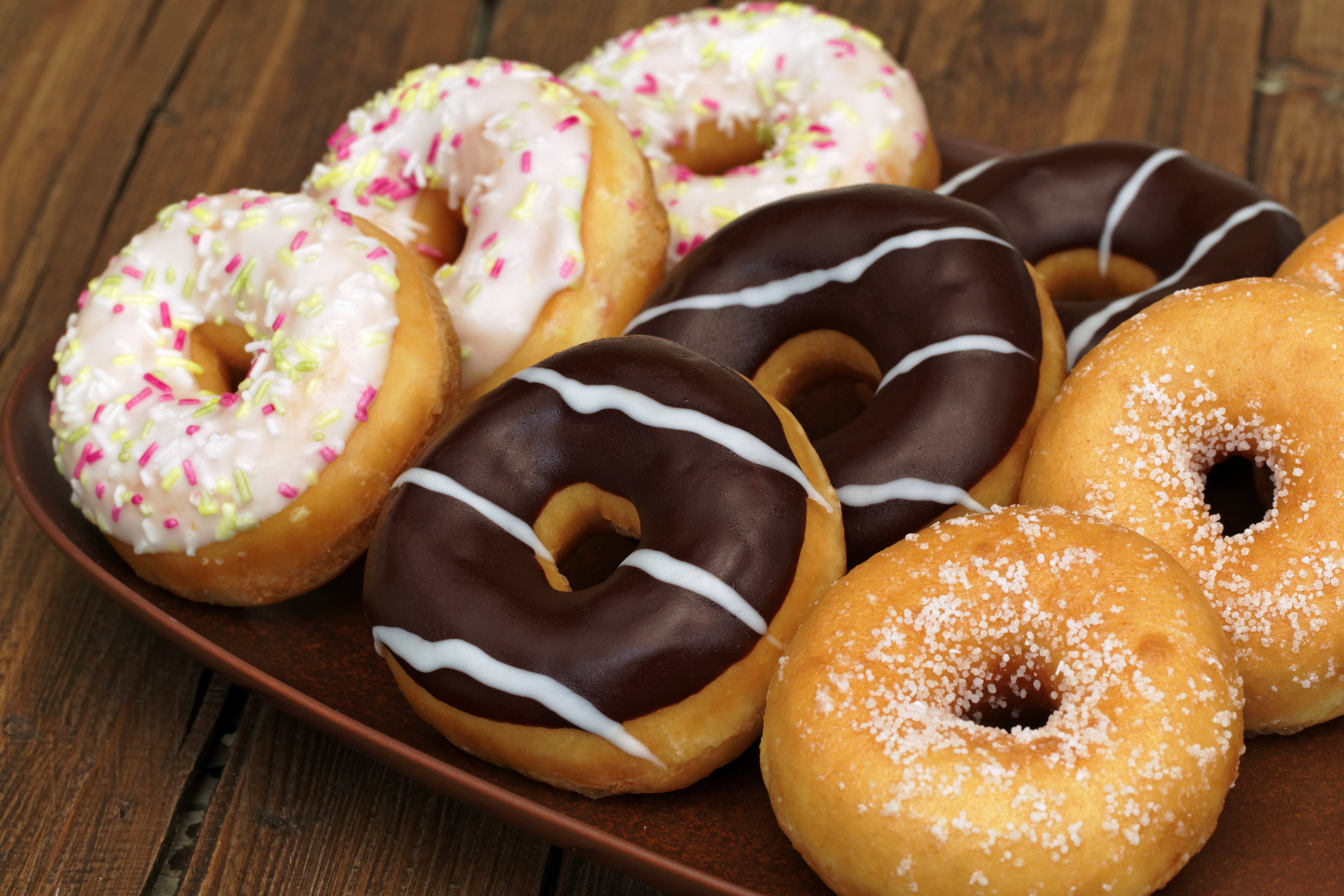 breakfast, glazed, chocolate, doughnut, bakery, food, glazed food, snack, lot, chocolate Doughnut, close-up, refreshment, ready-to-eat, sugar, no People, HD Wallpaper