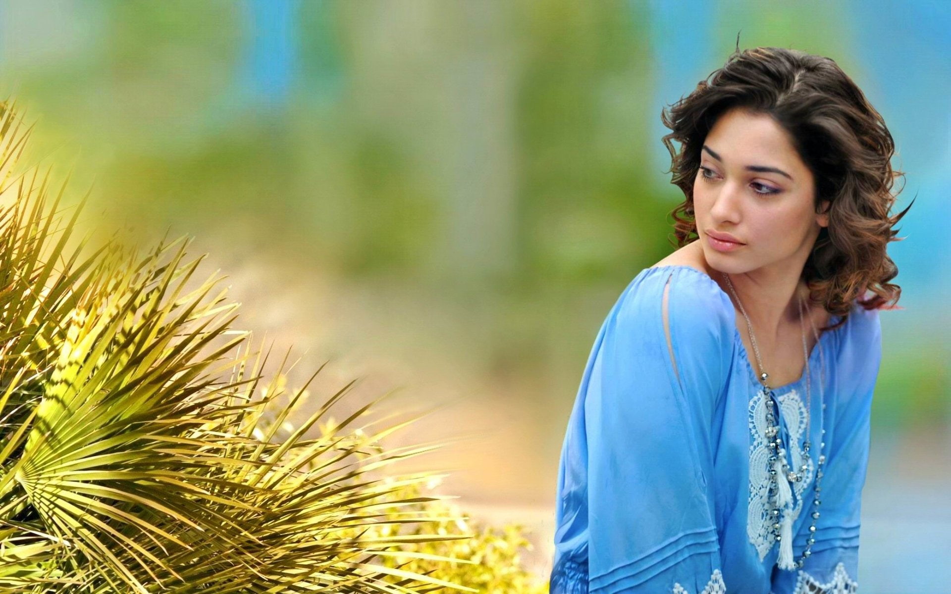 young adult, women, hair, focus on foreground, beautiful people, Tamannaah Bhatia, Brunette, hairstyle, Actress, adult, nature, brown hair, portrait, contemplation, HD Wallpaper