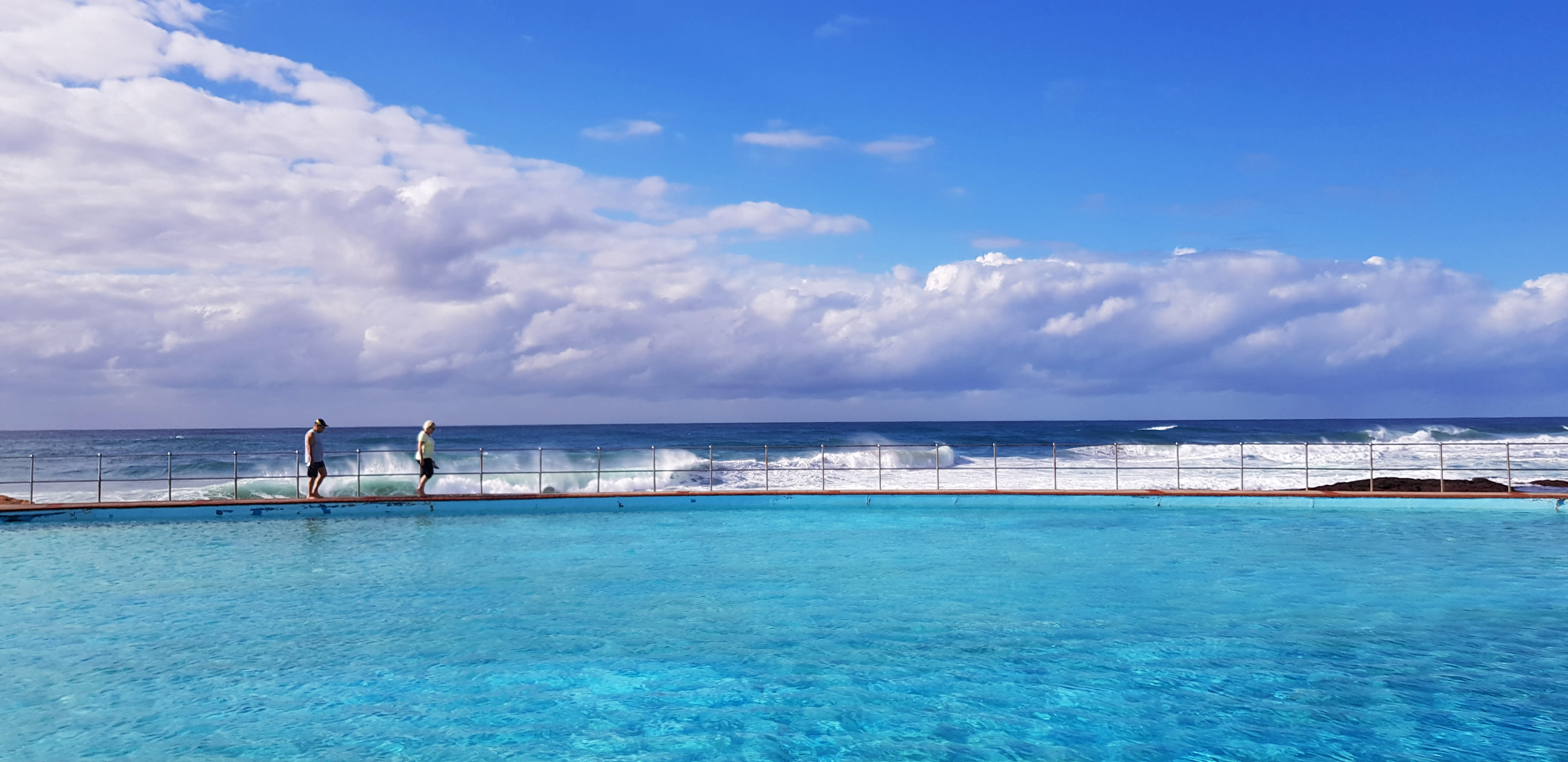 sky, clouds, tranquility, waterfront, 4K, cloud - sky, blue, water, outdoors, scenics - nature, south africa, turquoise colored, idyllic, beach, 131 marine terrace, HD Wallpaper