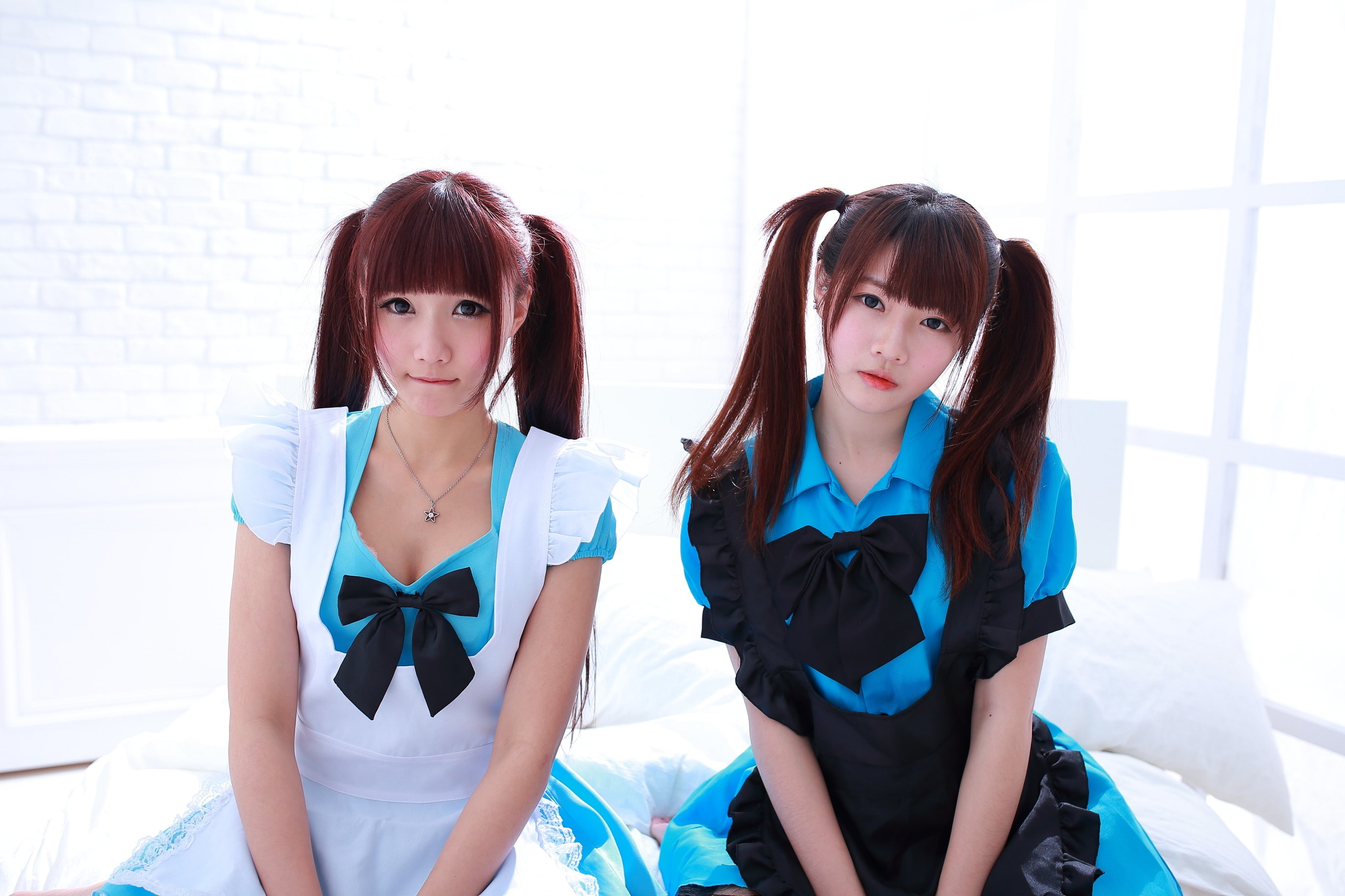 cosplay, Ji Xin Qiao, women, 2K, redhead, couple, portrait, Asian, HD Wallpaper