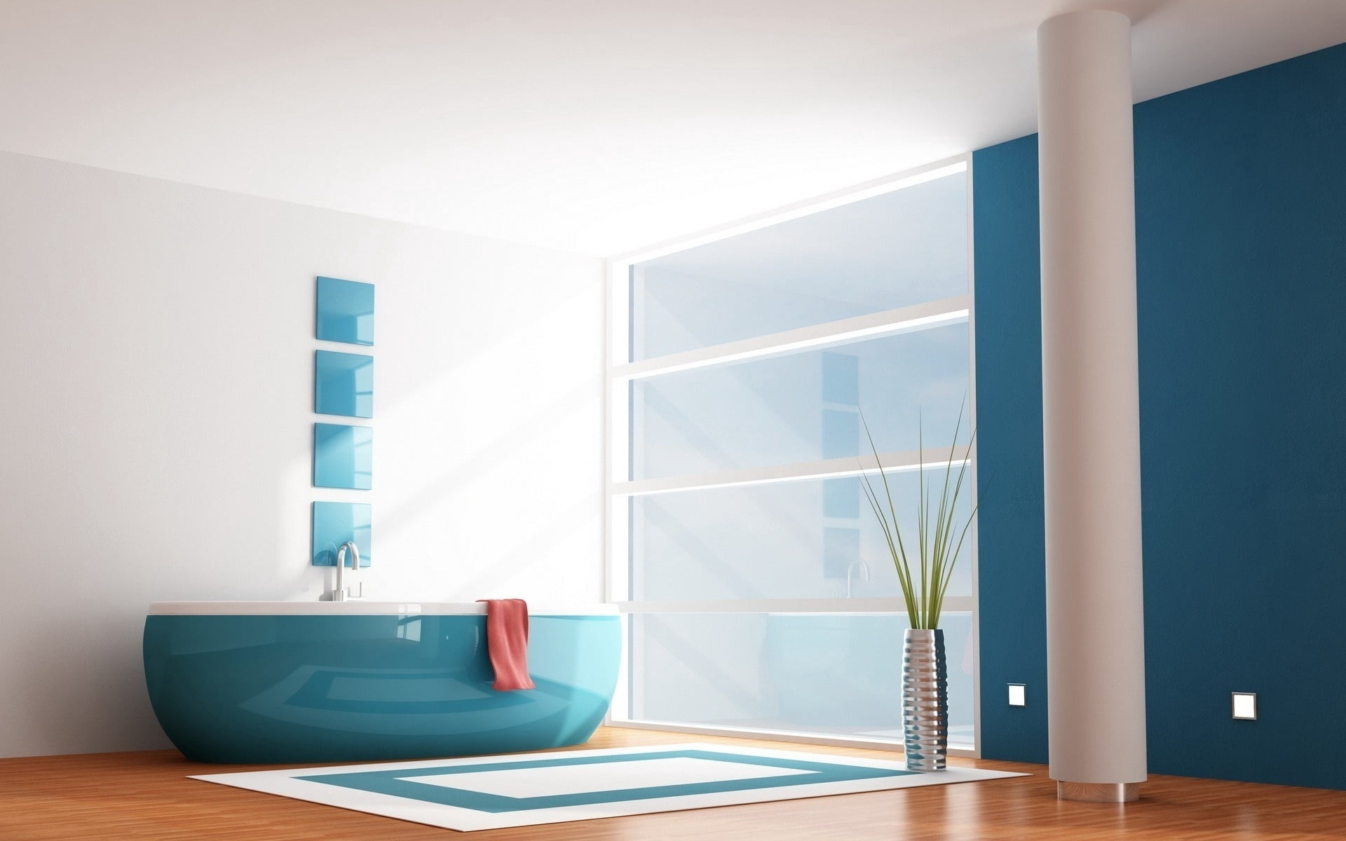 architecture And Buildings, style, blue, table, empty, three-dimensional Shape, decor, wall - Building Feature, elegance, residential Building, architecture, HD Wallpaper