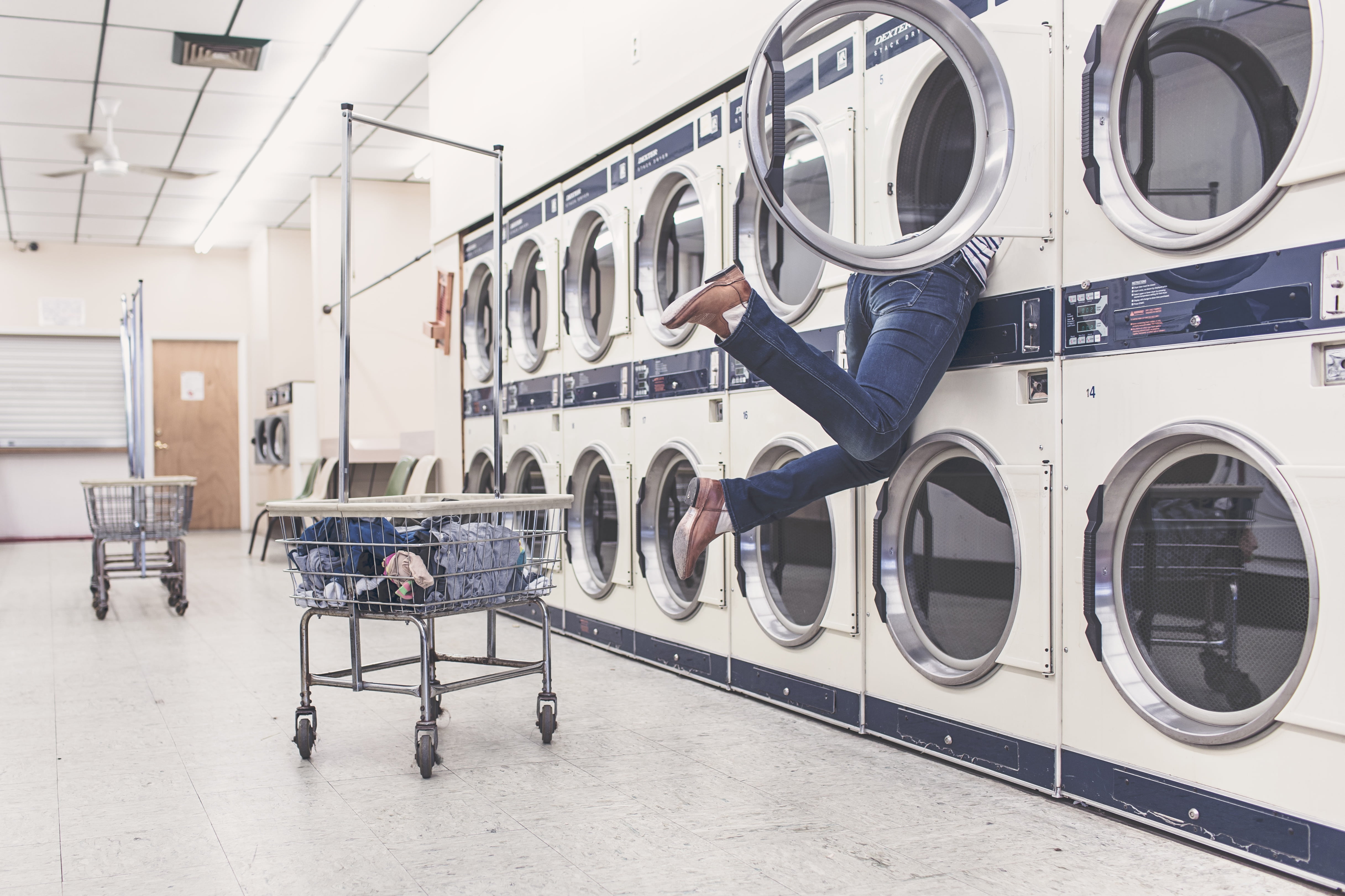 dryer, photo, appliance, full length, clothing, washing machines, washer, people, technology, sitting, getting, 4K, something, problem, household equipment, HD Wallpaper