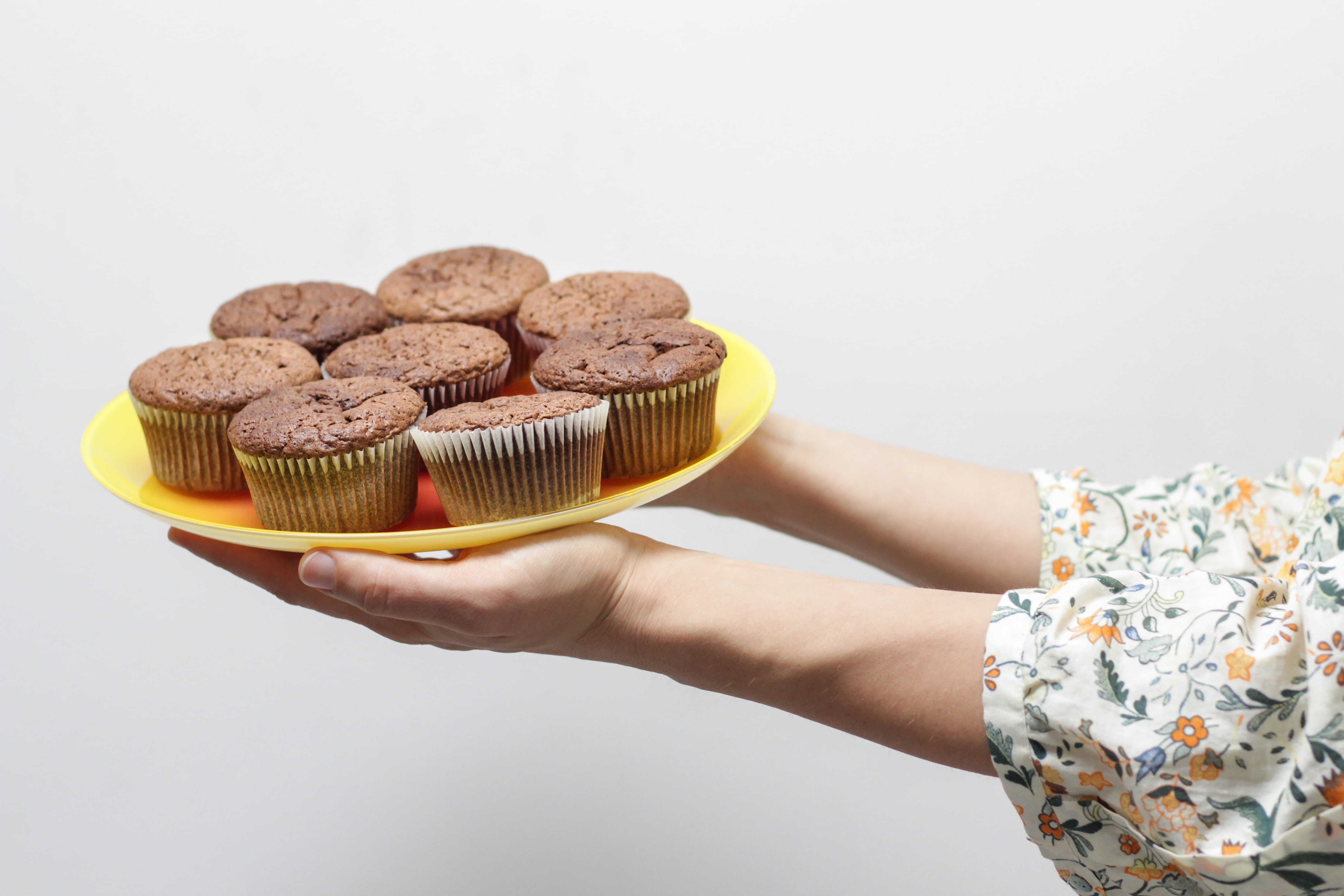 people, eat, food and drink, only women, one person, cupcake, indoors, temptation, chocolate, decor, white, event, muffin, wall, still, white background, HD Wallpaper