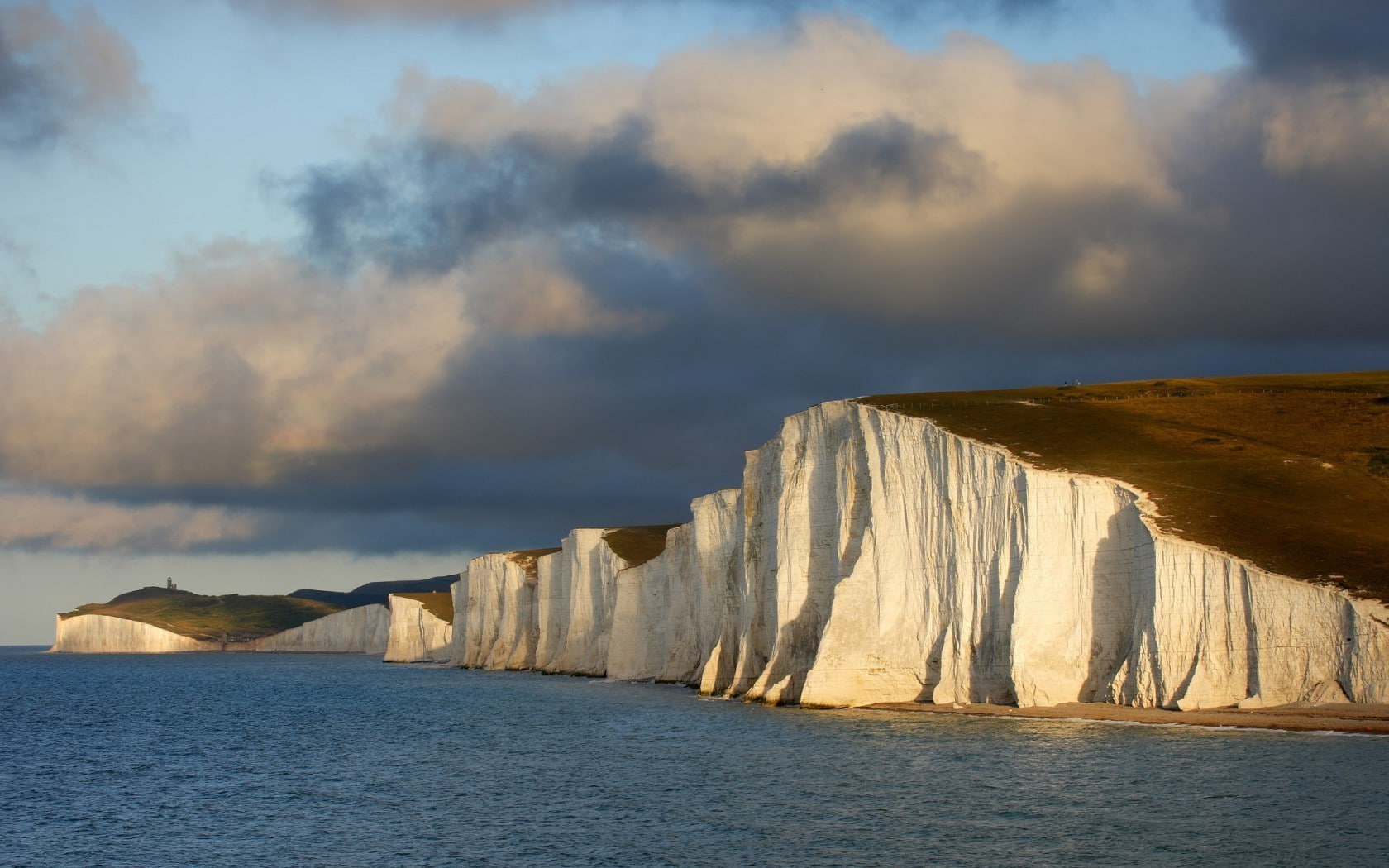 scenics - nature, 720P, nature landscape cliff england seven sisters coast sea, waterfront, no people, water, tranquil scene, sky, tranquility, sea, rock - object, HD Wallpaper