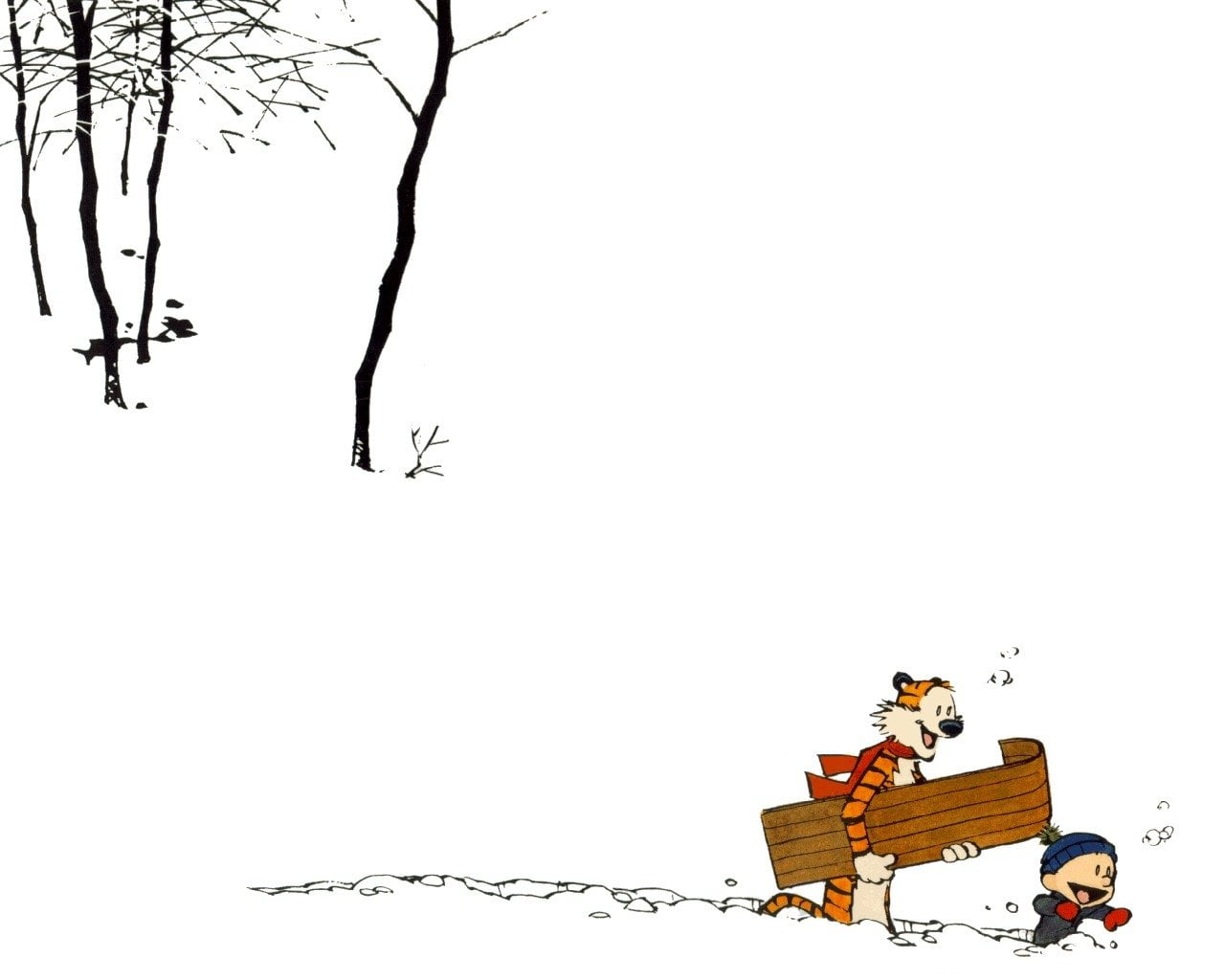 720P, no people, illustratoin, Hobbes (Calvin and Hobbes), holding, art and craft, day, girl, nature, representation, winter, outdoors, cold temperature, HD Wallpaper