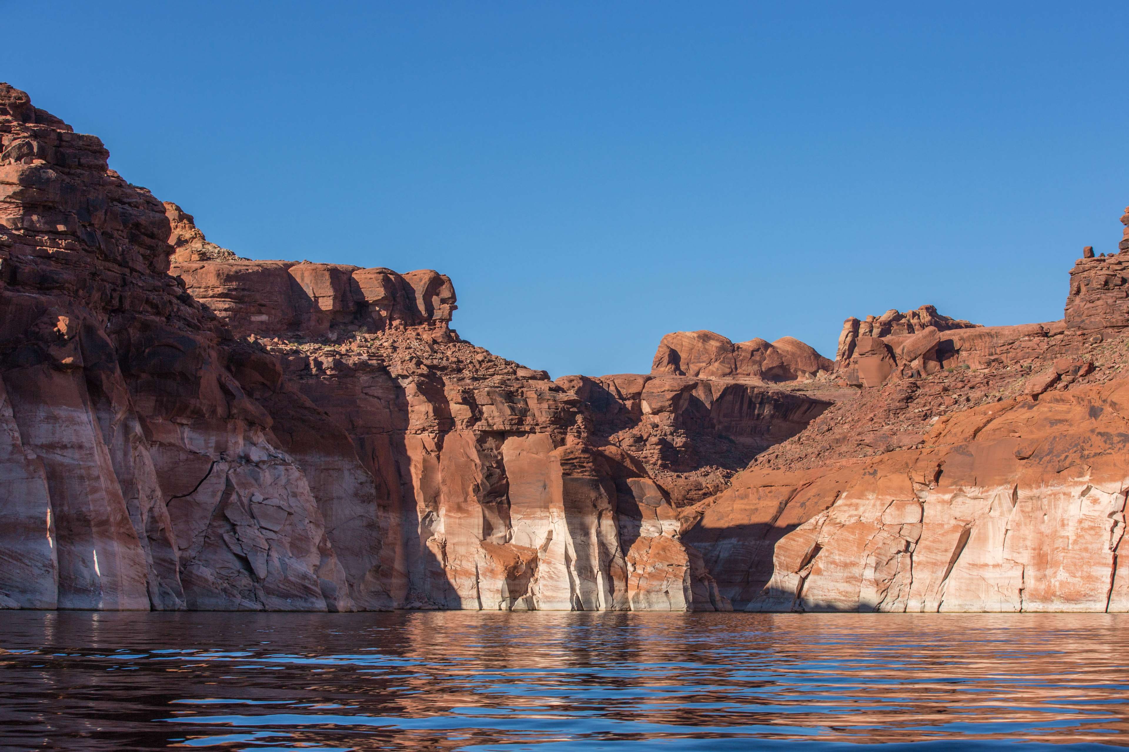 4K, nature, beauty in nature, blue sky, rock - object, no people, eroded, sandstone, sky, solid, scenics - nature, lake powell, travel destinations, tranquility, HD Wallpaper