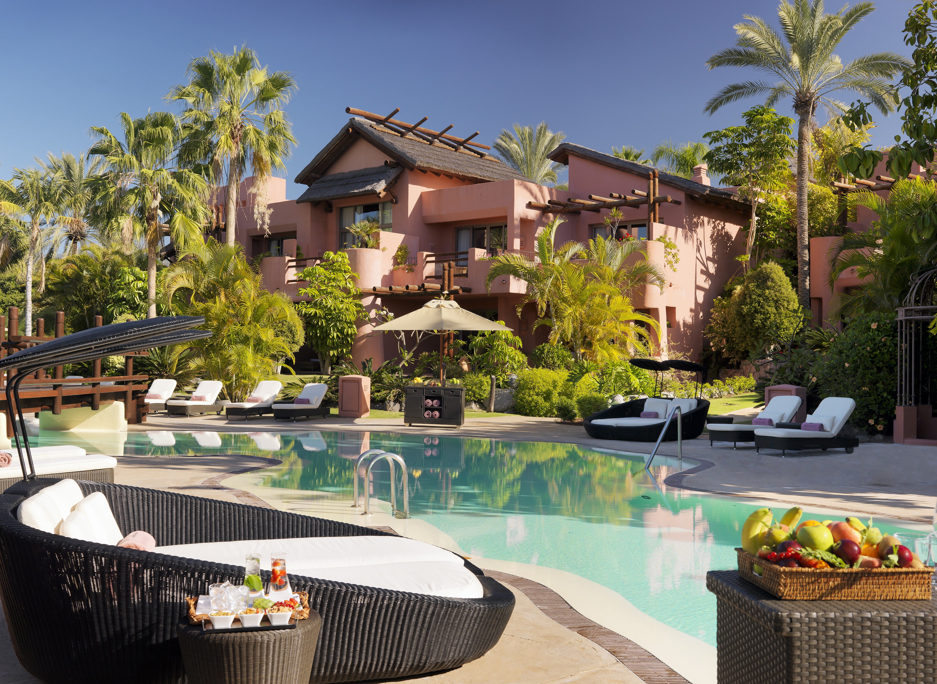villas, exterior, pool, outdoor, home, 2K, HD Wallpaper