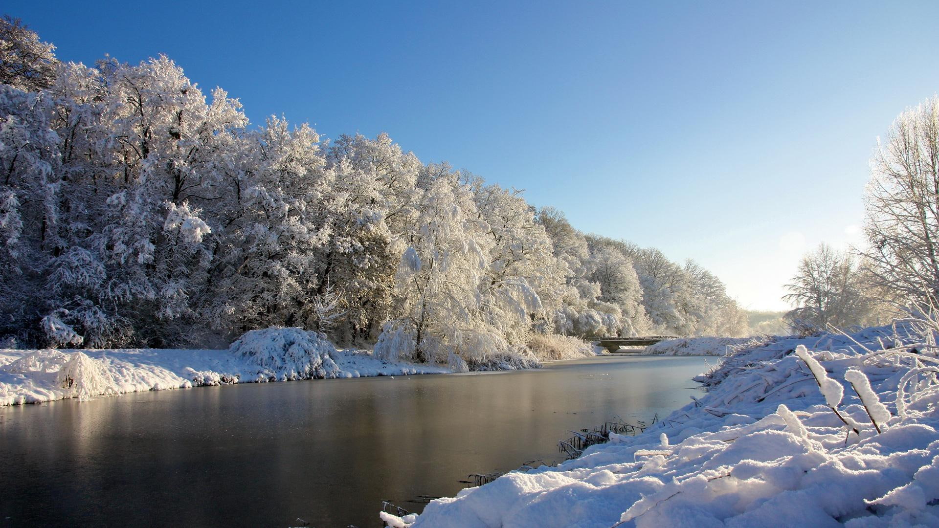 winter, 3d and abstract, world, 1080P, snow, beautiful, cold, river, white, HD Wallpaper