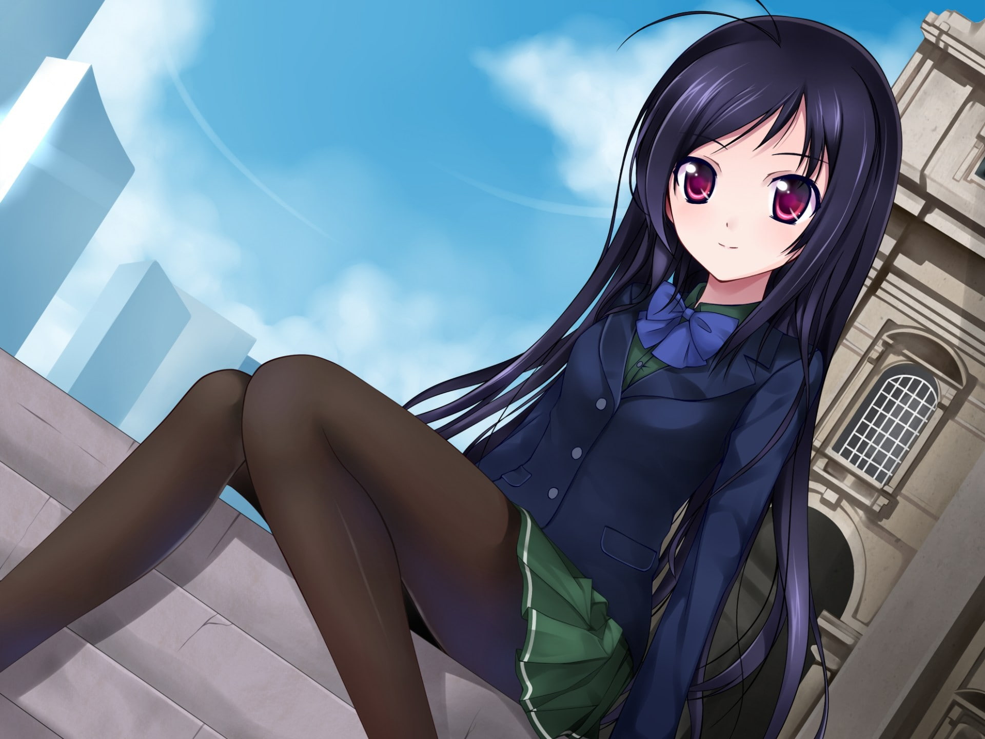 dark hair, brunette, anime girls, Kuroyukihime, Chiyuri Kurashima, Accel World, looking at viewer, 1080P, HD Wallpaper