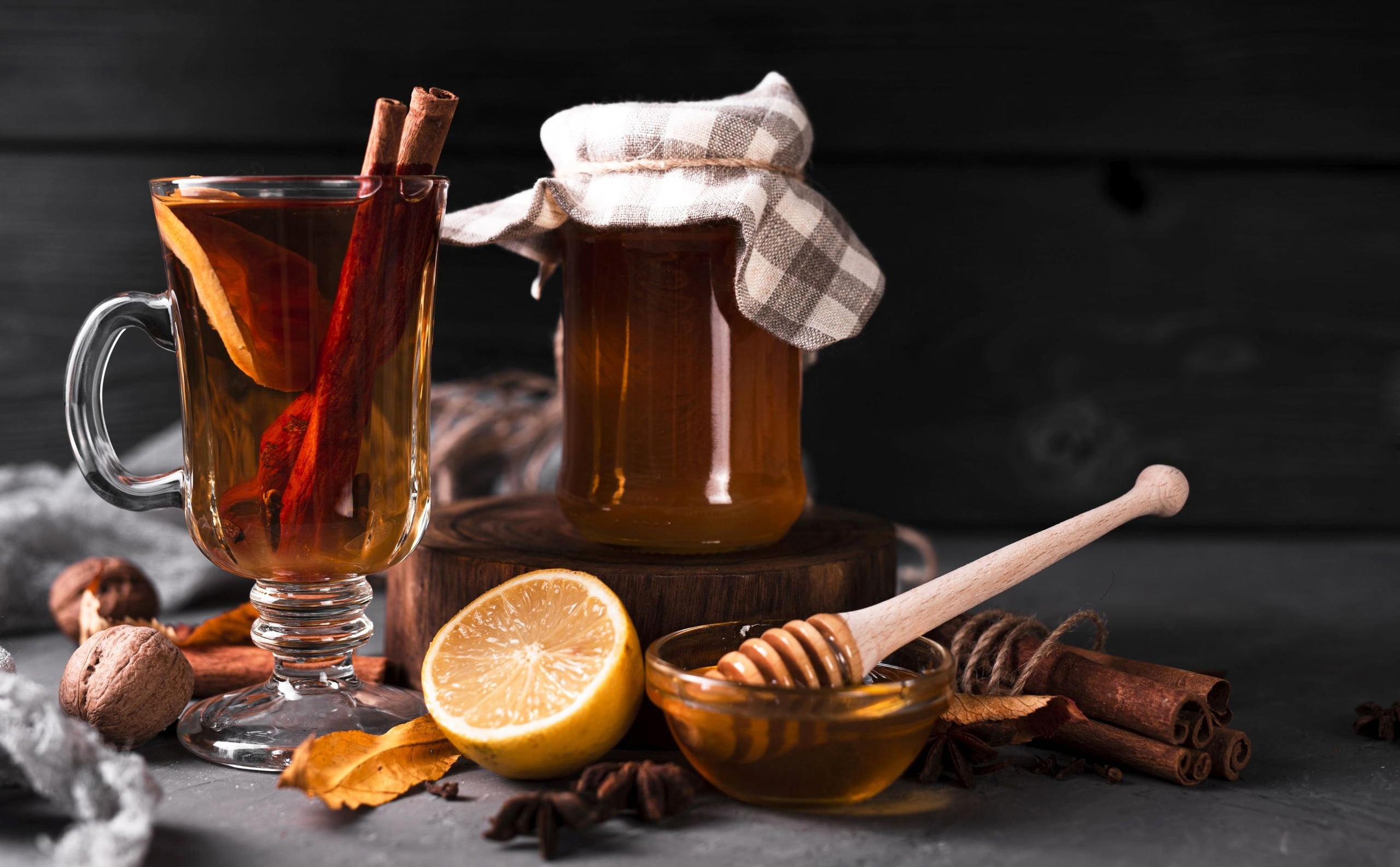 Food, Drink, 2K, Honey, Tea, Lemon, Still Life, Cinnamon, HD Wallpaper