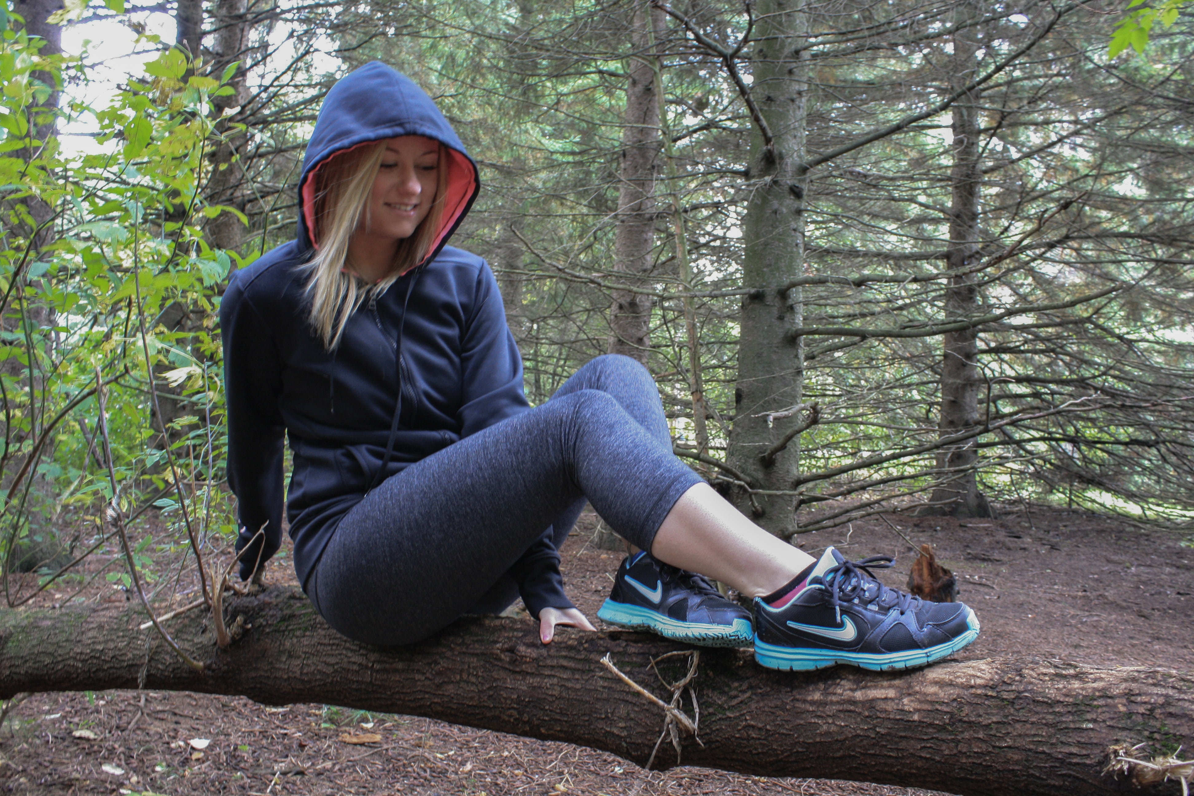 person, wearing, front view, woods, females, people, 4K, one Person, leisure activity, balancing, nature, adventure, young women, outdoors, woodland, hoodie, HD Wallpaper