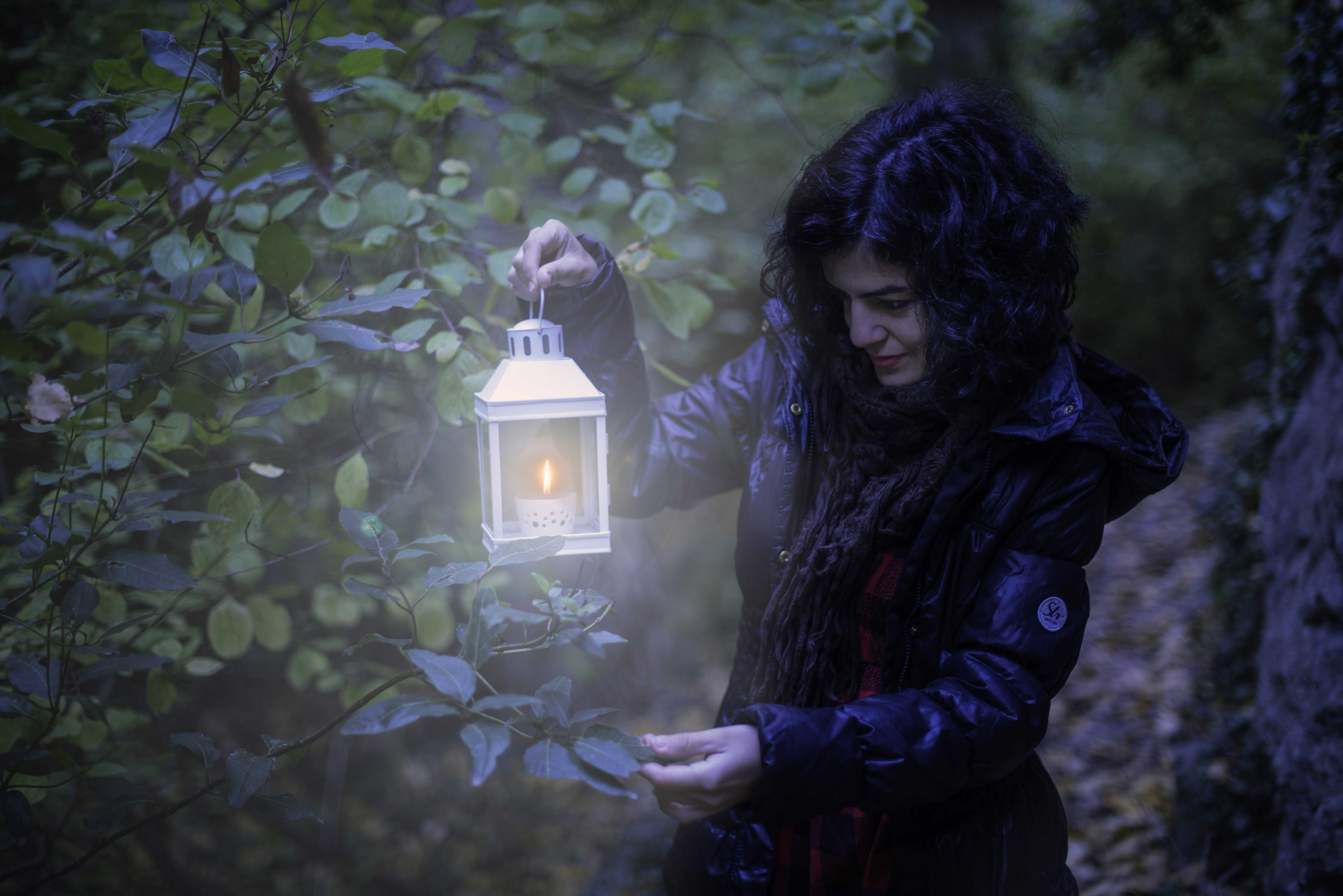 jacket, nature, young women, woman, holding, hairstyle, zip, night, landscape, white, light, candle, lifestyles, clothing, lighting equipment, illuminated, HD Wallpaper