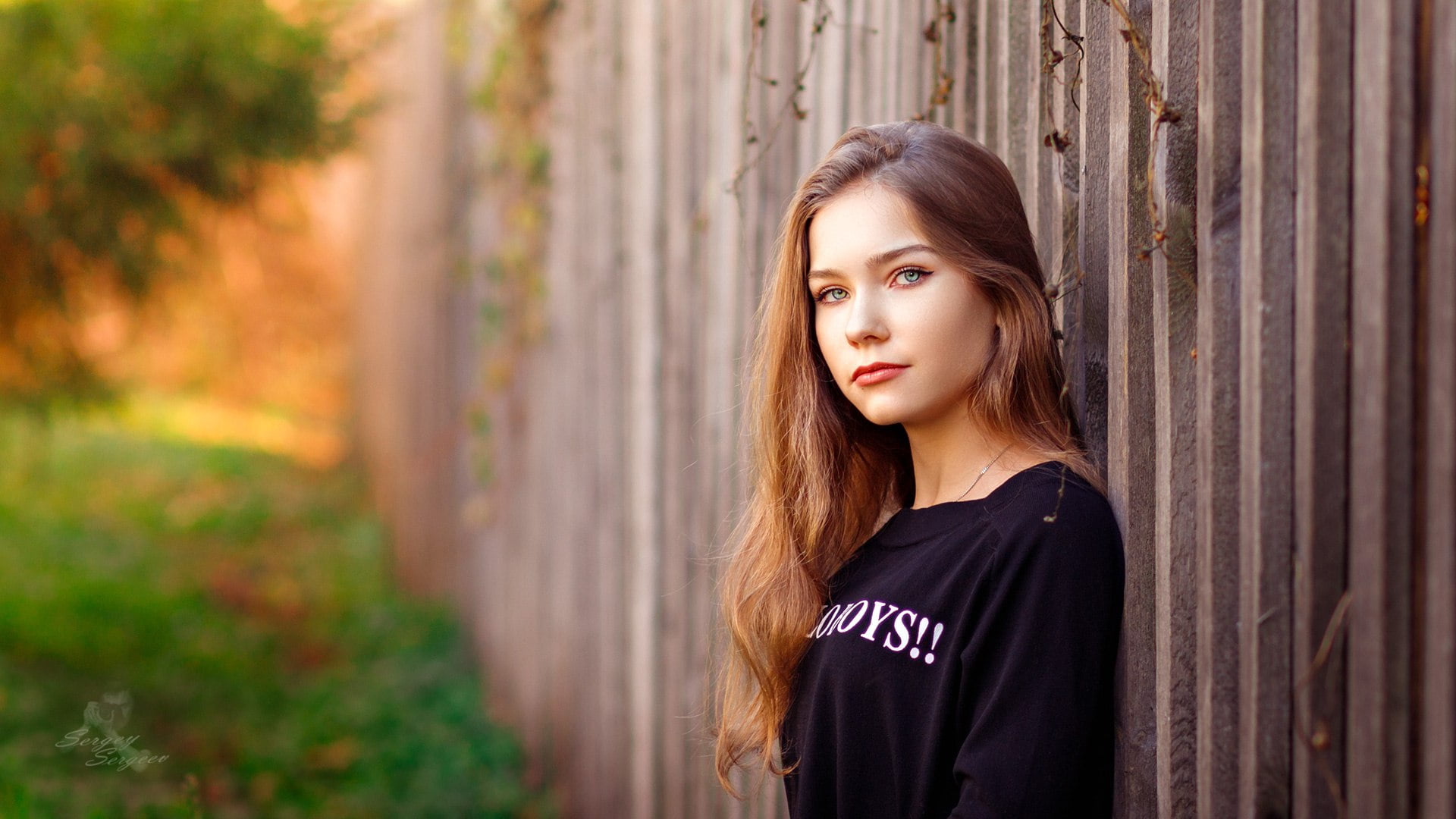 beautiful woman, contemplation, 1080P, women outdoors, adult, Sergey Sergeev, adolescence, one person, serious, face, waist up, green eyes, blonde, portrait, HD Wallpaper