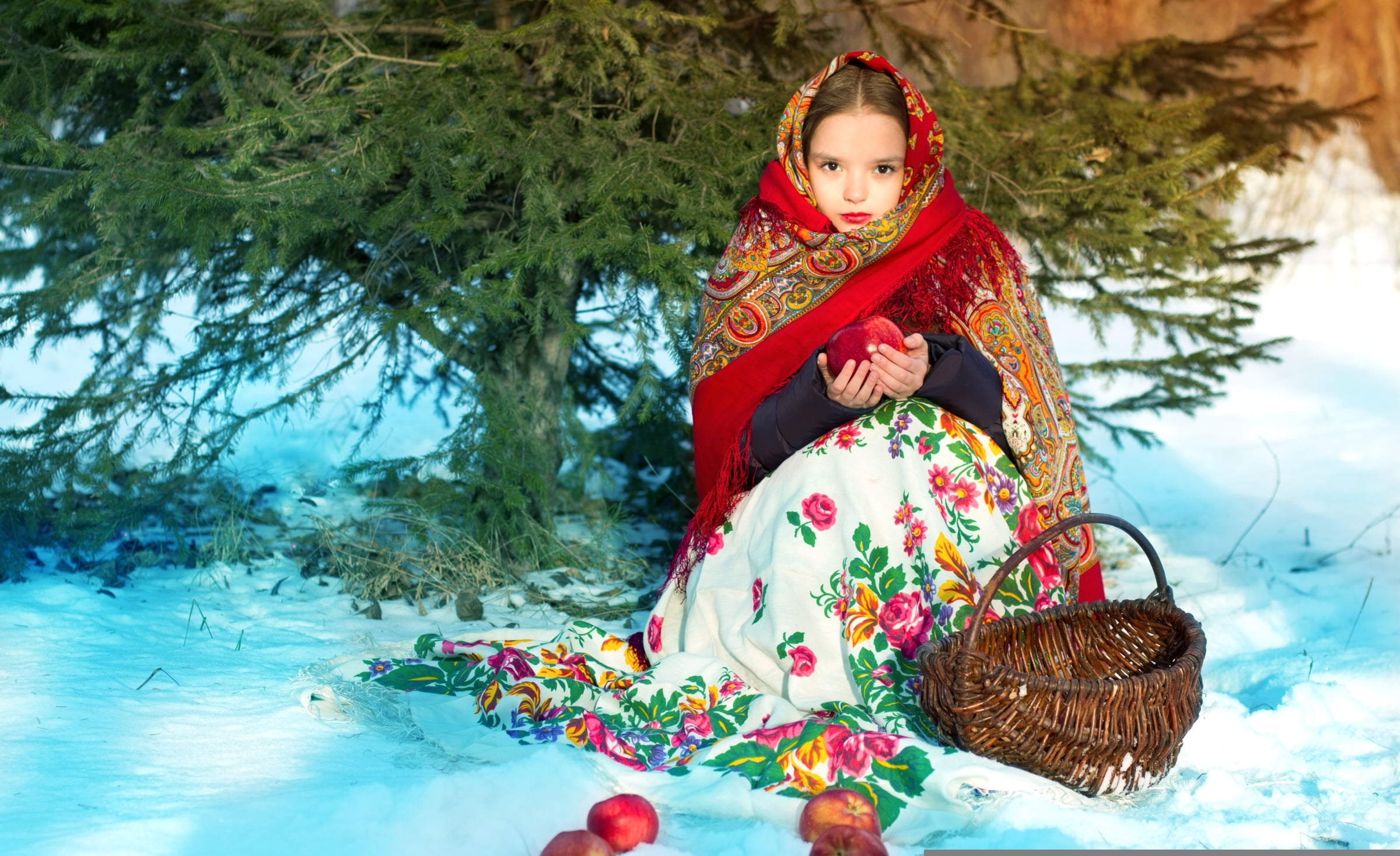 cute, basket, s, smiling, clothing, nature, traditional Clothing, beauty, cheerful, beautiful woman, young women, white, human Face, girl, floral, plant, HD Wallpaper