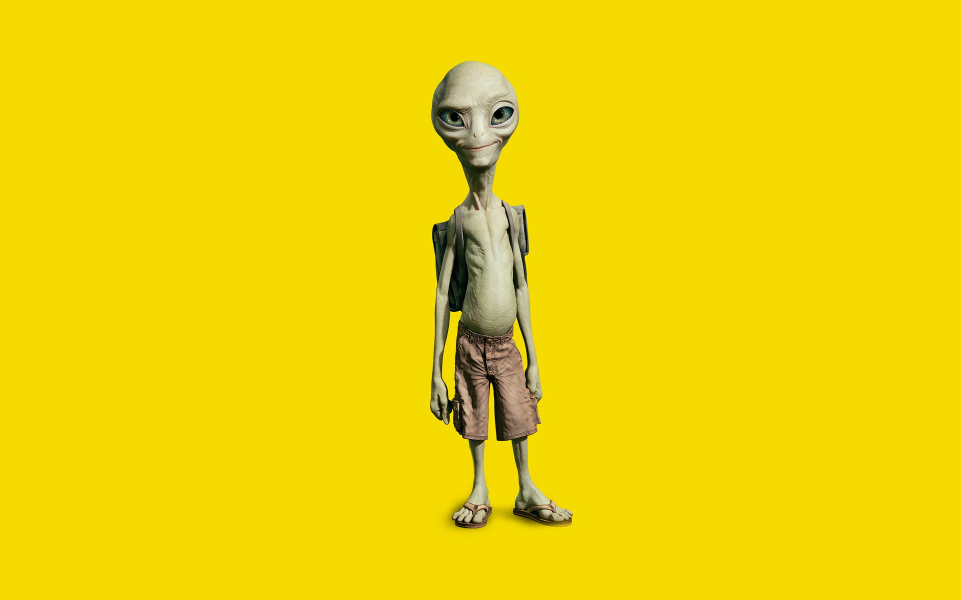 Sex: the Secret materialchik, yellow, alien, minimalism, 1080P, Paul, HD Wallpaper