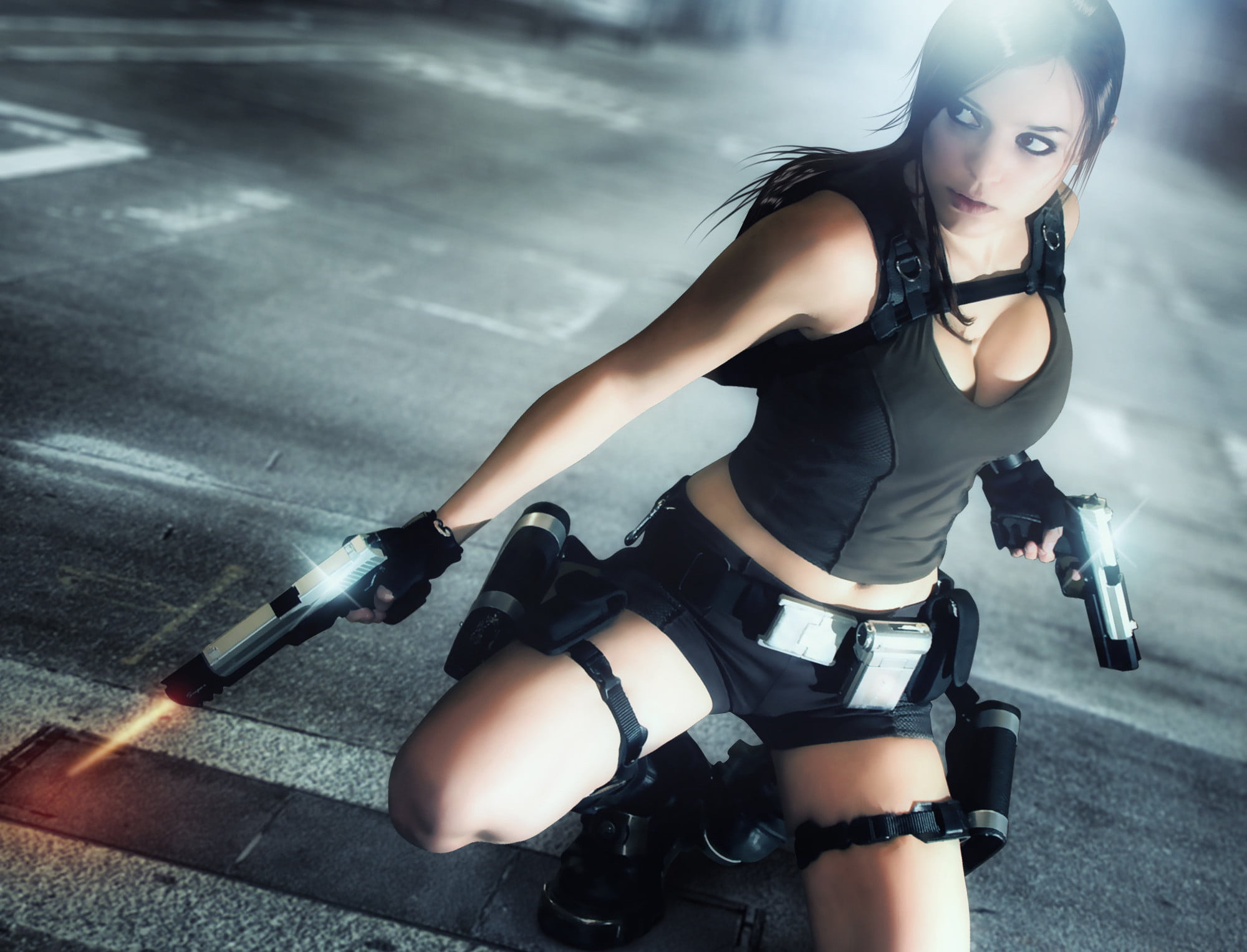 people, fashion, look, one Person, adult, long hair, sport, outdoors, young women, Tomb raider, looking at camera, transportation, street, clothing, action, HD Wallpaper