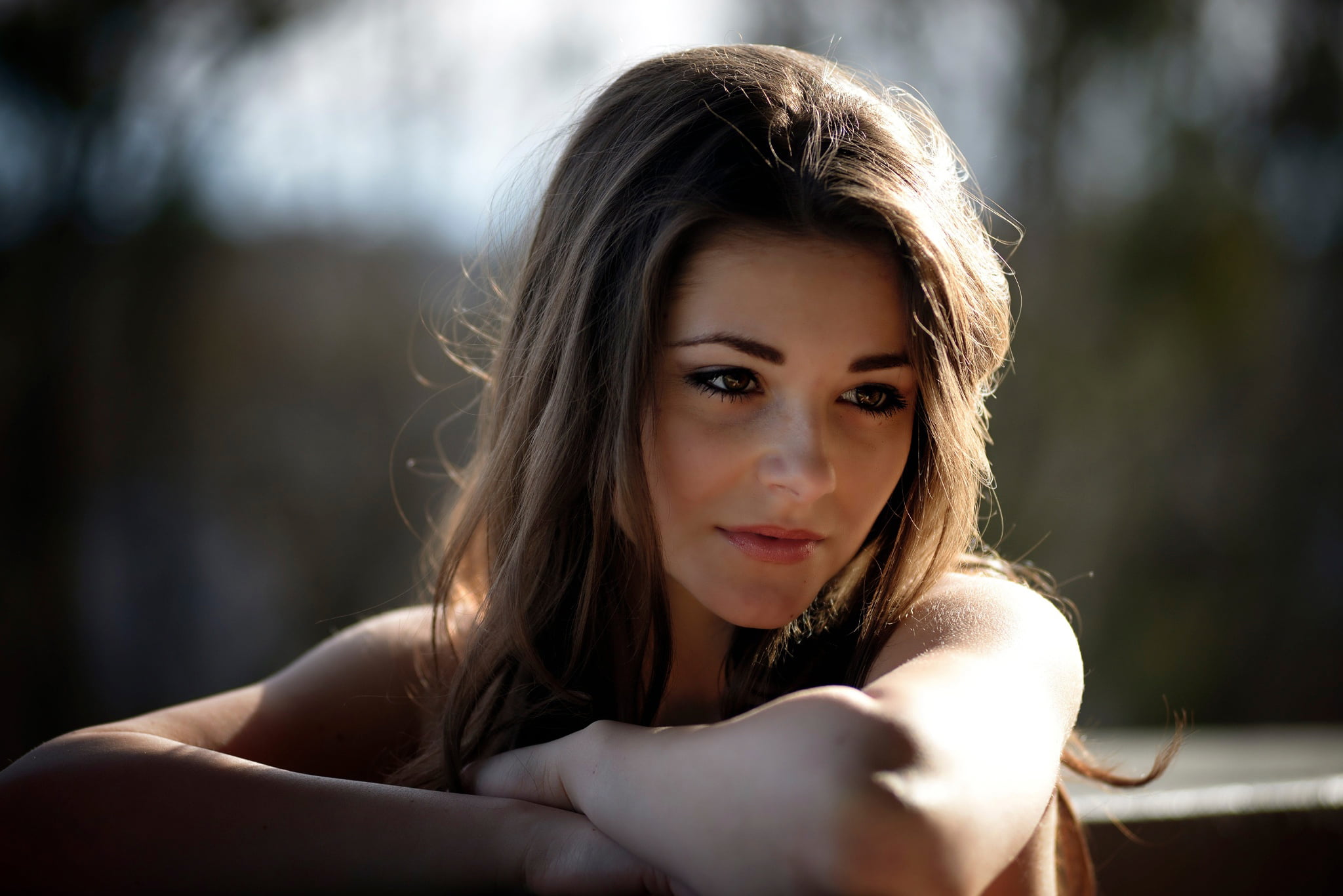 front view, day, human Hair, beauty, long Hair, hairstyle, beauty In Nature, cute, hair, sex Symbol, glamour, one Person, close-up, young Women, brown Hair, HD Wallpaper