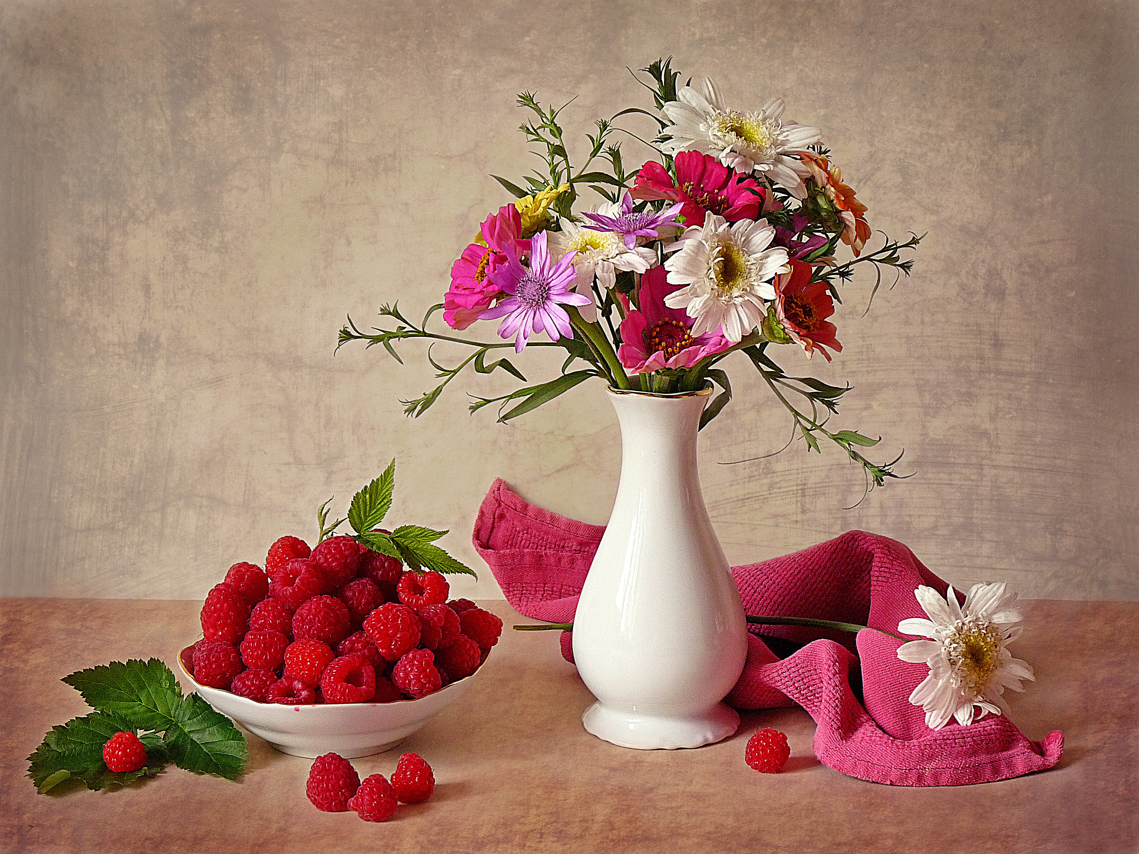 bunch of flowers, celebration, purple, wellbeing, plant, berry fruit, flower arrangement, bouquet, 2K, still life, freshness, flowers, table, wood - Material, HD Wallpaper