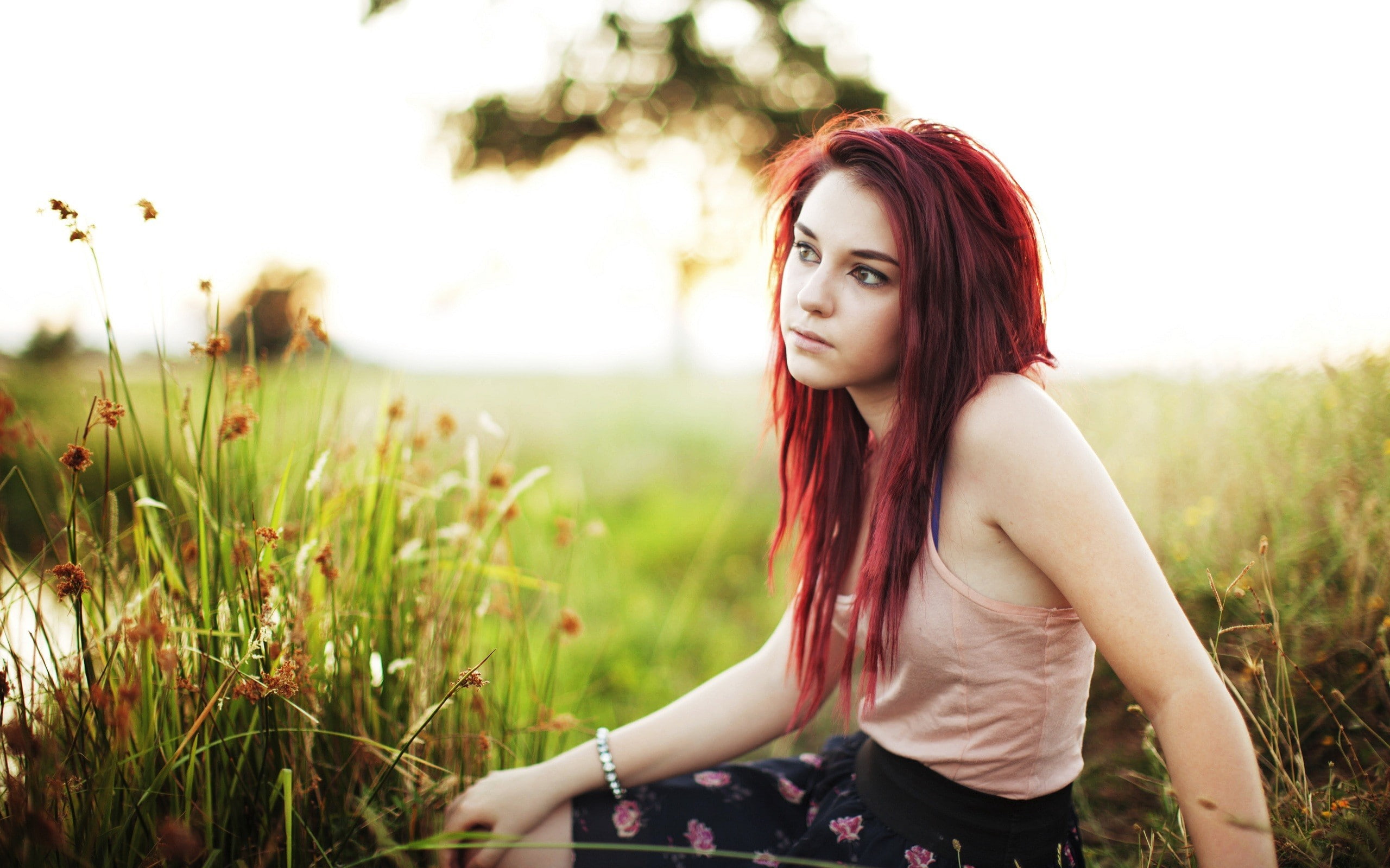 nature, Tosha McCarter, 2K, readhead, women outdoors, model, women, HD Wallpaper