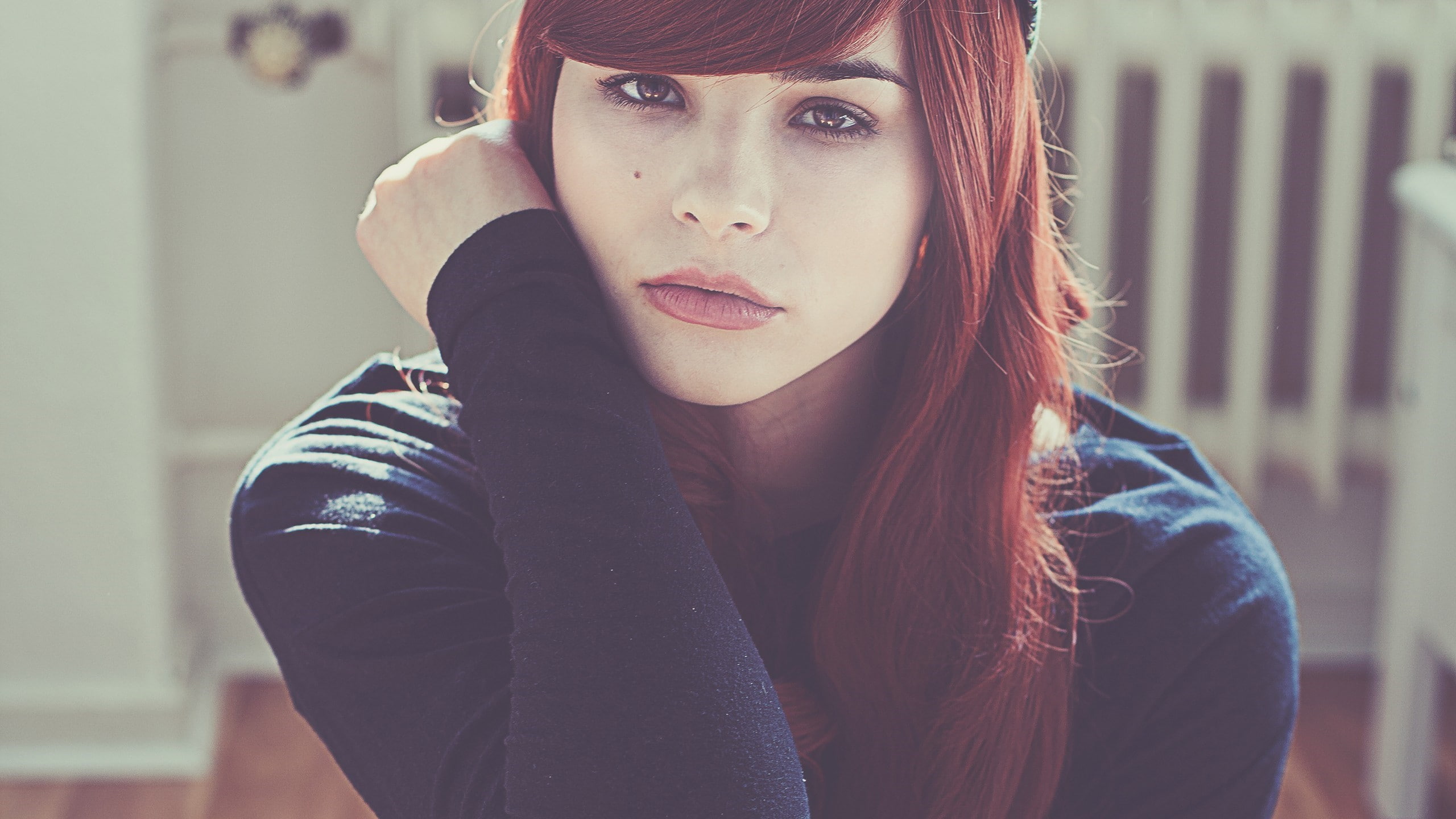 2K, redhead, model, women, readhead, Julia Coldfront, looking at viewer, face, HD Wallpaper
