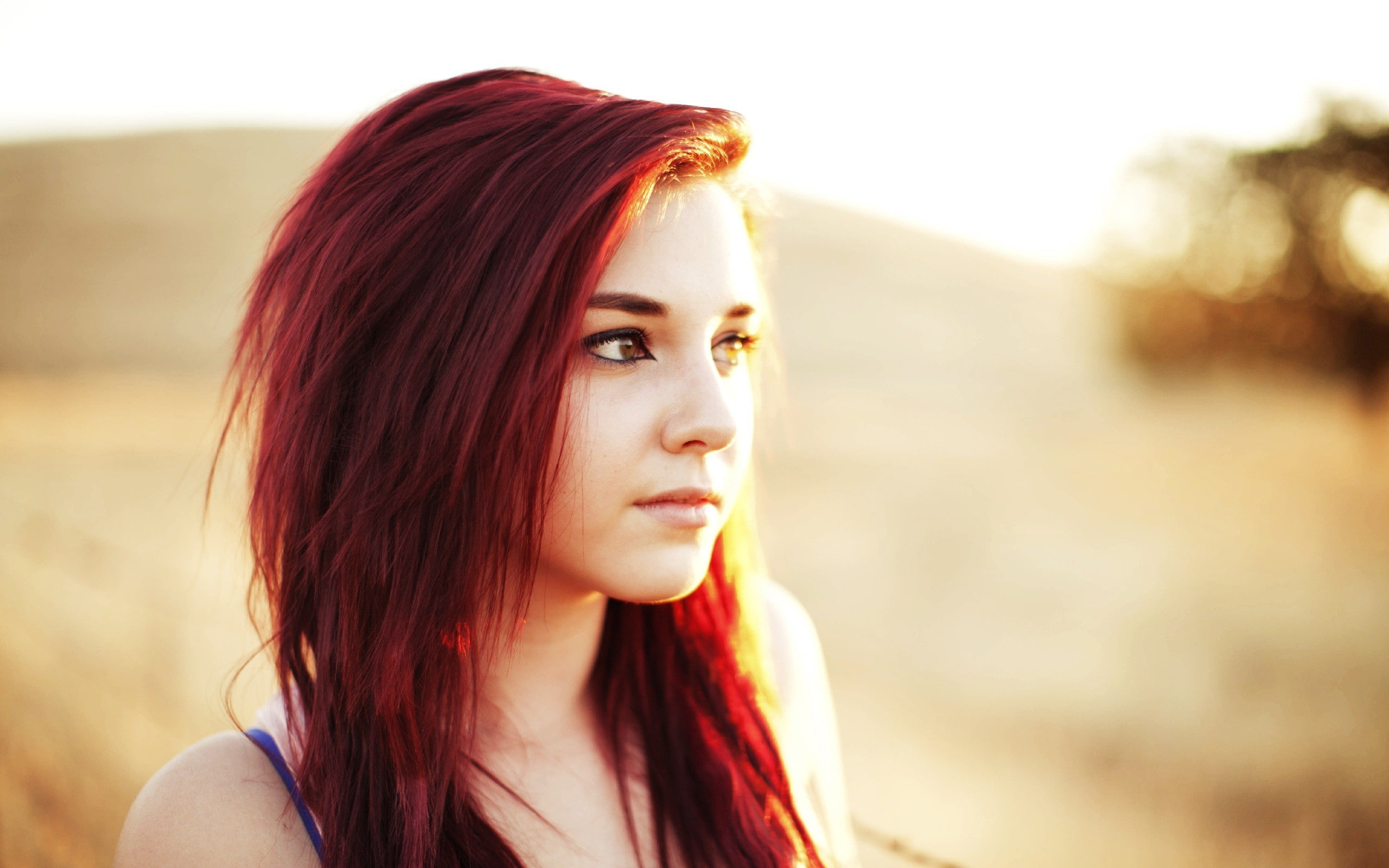 eyes, 2K, women, face, redhead, Tosha McCarter, HD Wallpaper