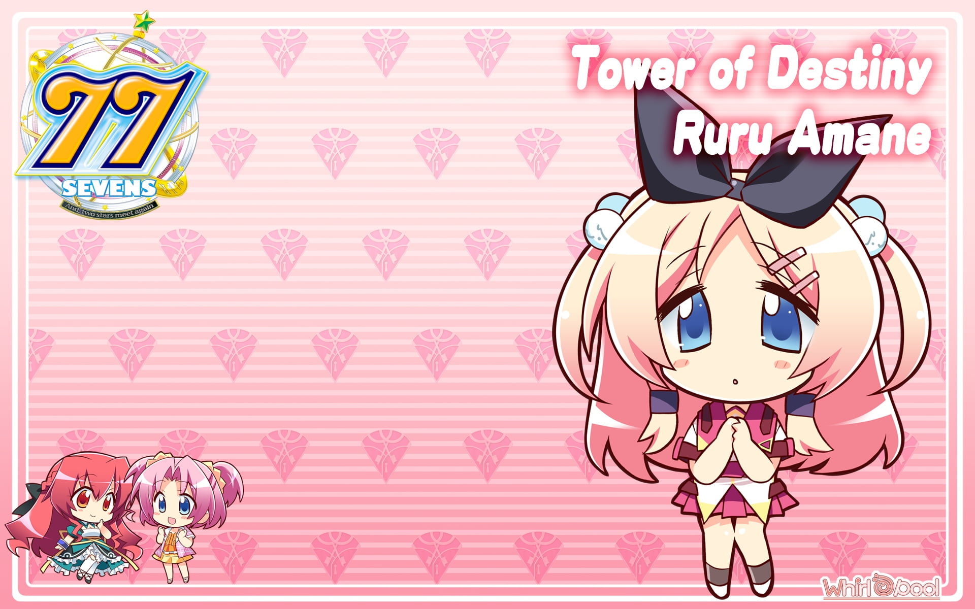 Sevens and, readhead, Karen Lux Victoria, school uniform, braids, two stars meet again, twintails, Amane Ruru, dress, pink hair, Kazamai Sakura, blonde, HD Wallpaper
