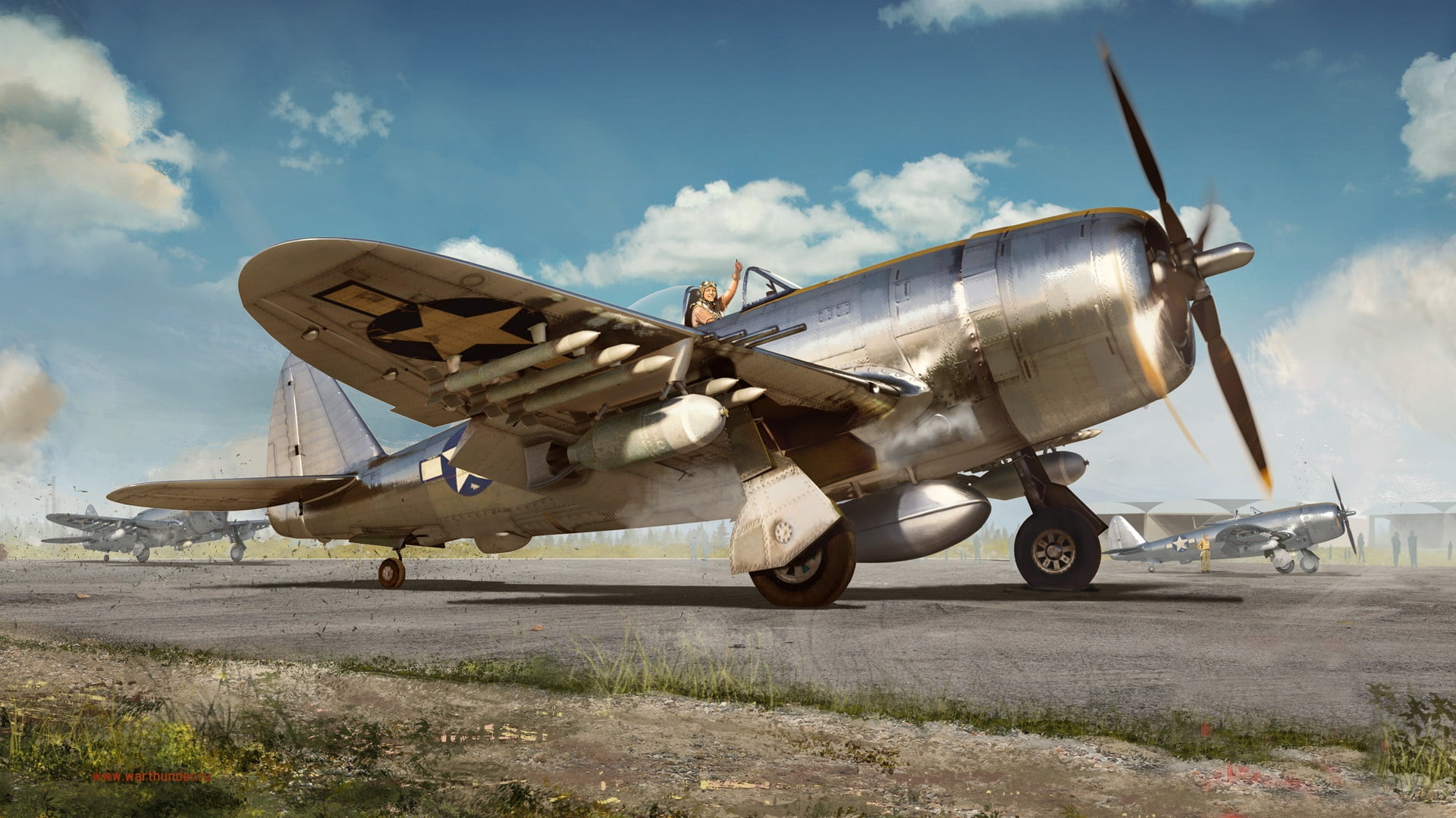 Republic, 1080P, UNITED STATES AIR FORCE, Thunderbolt, fighter-bomber, war thunder, P-47, HD Wallpaper