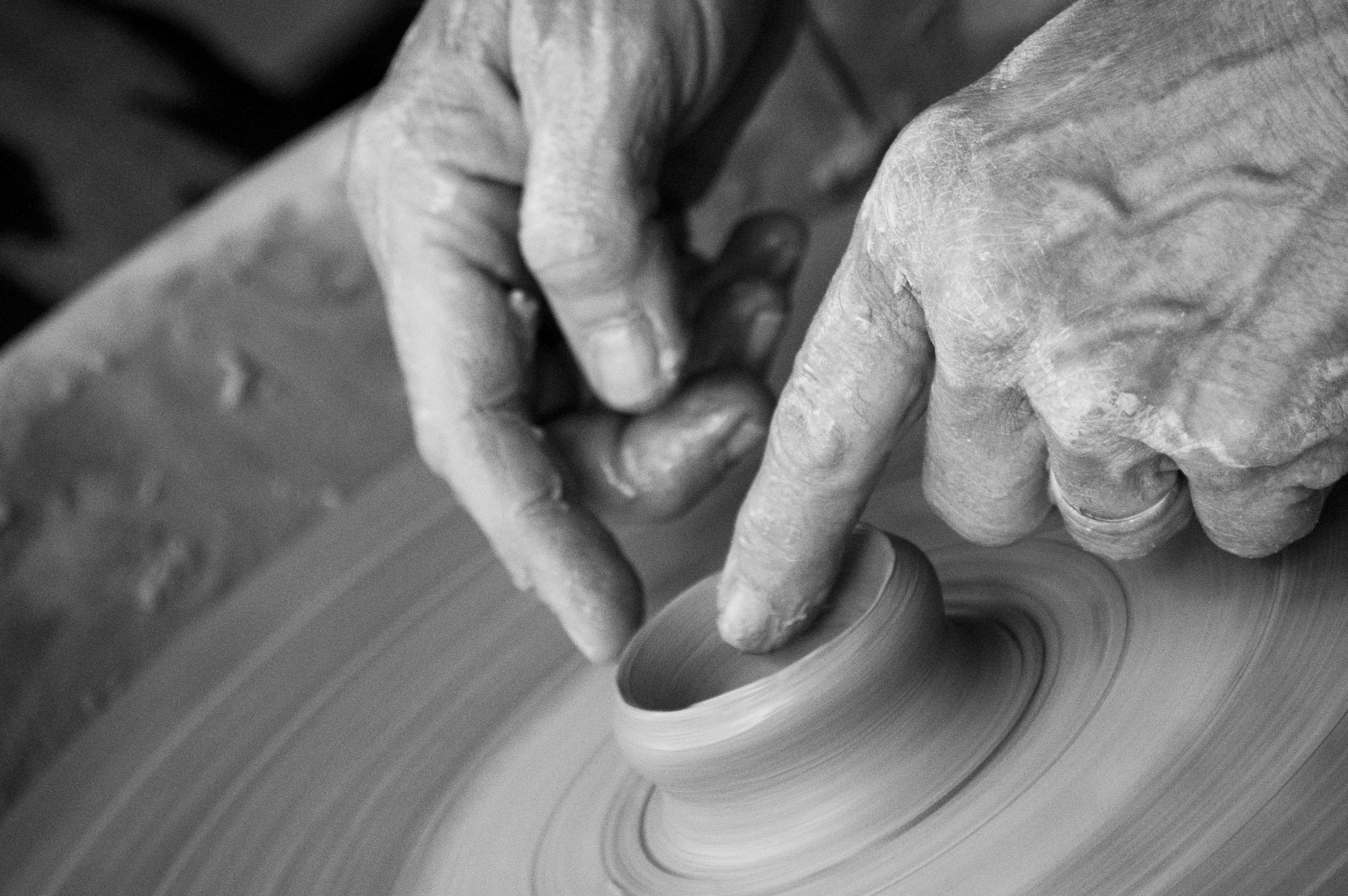 occupation, person, hand, human finger, black and white, pottery, indoors, photograph, movement, grayscale, close-up, motion, bowl, mud, human body part, HD Wallpaper