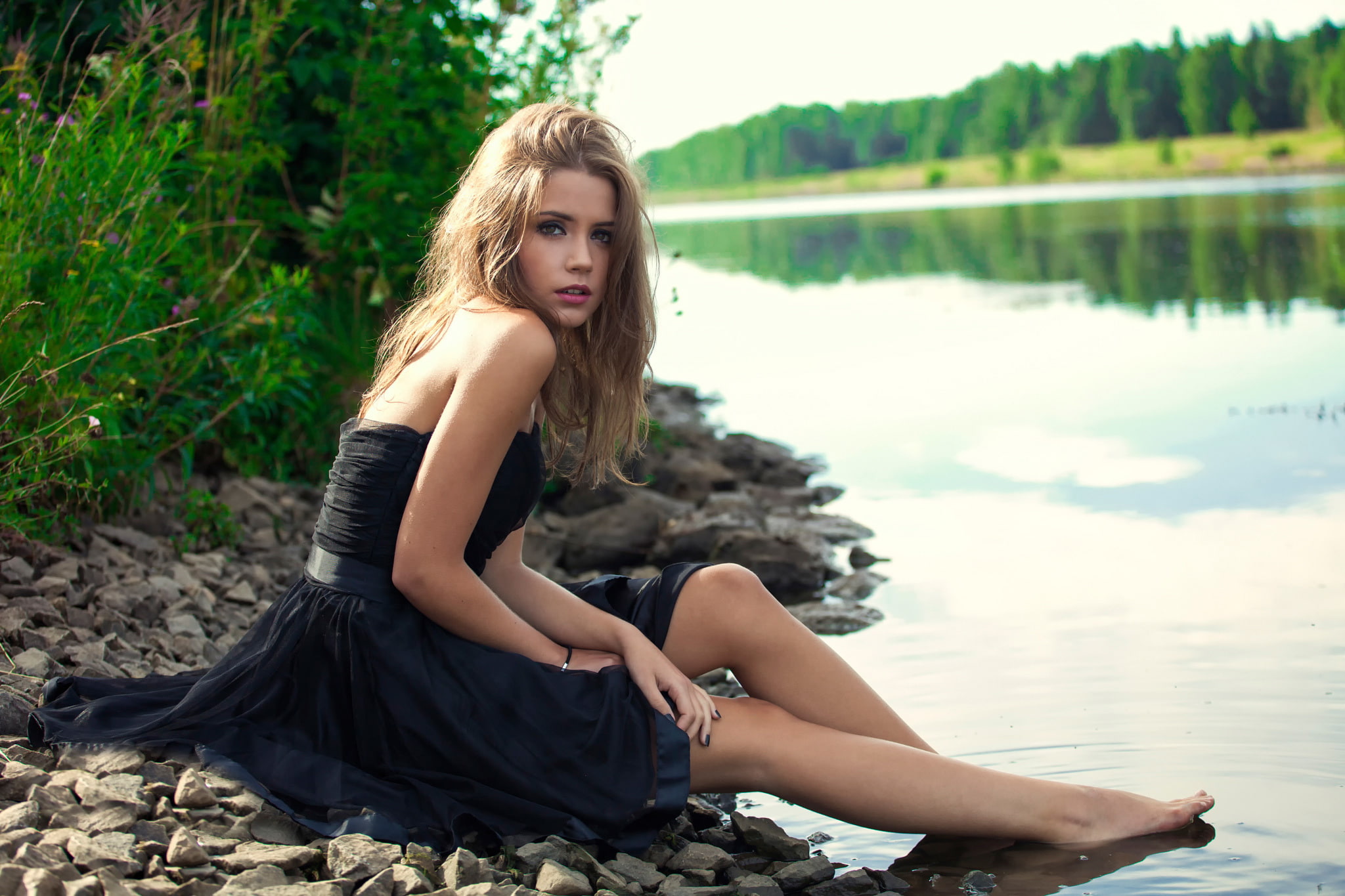 the water, legs, Kseniya Kokoreva, shore, 1080P, HD Wallpaper