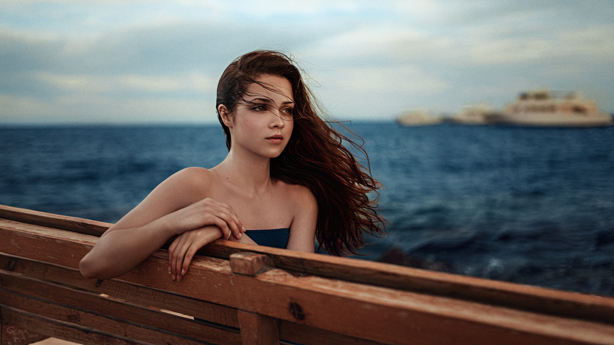 Look, 1080P, Model, Beautiful, Girl, The sea, Kseniya Kokoreva, Hair, HD Wallpaper