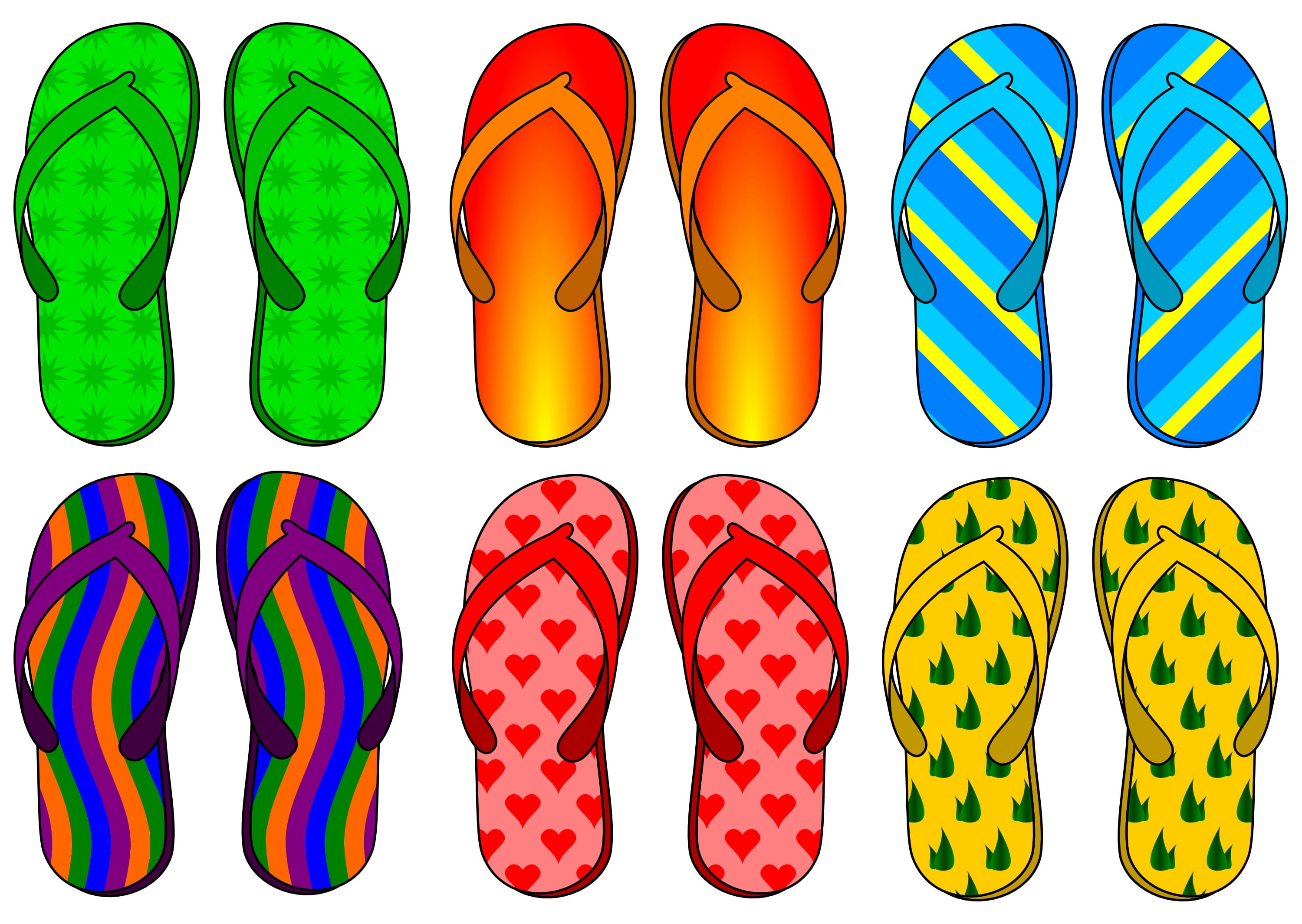 indoors, flip-flops, yellow, pairs, studio shot, collection, flip-flop, flops, foot, pattern, shoe, slipper, healthcare and medicine, pair, fashion, side by side, HD Wallpaper