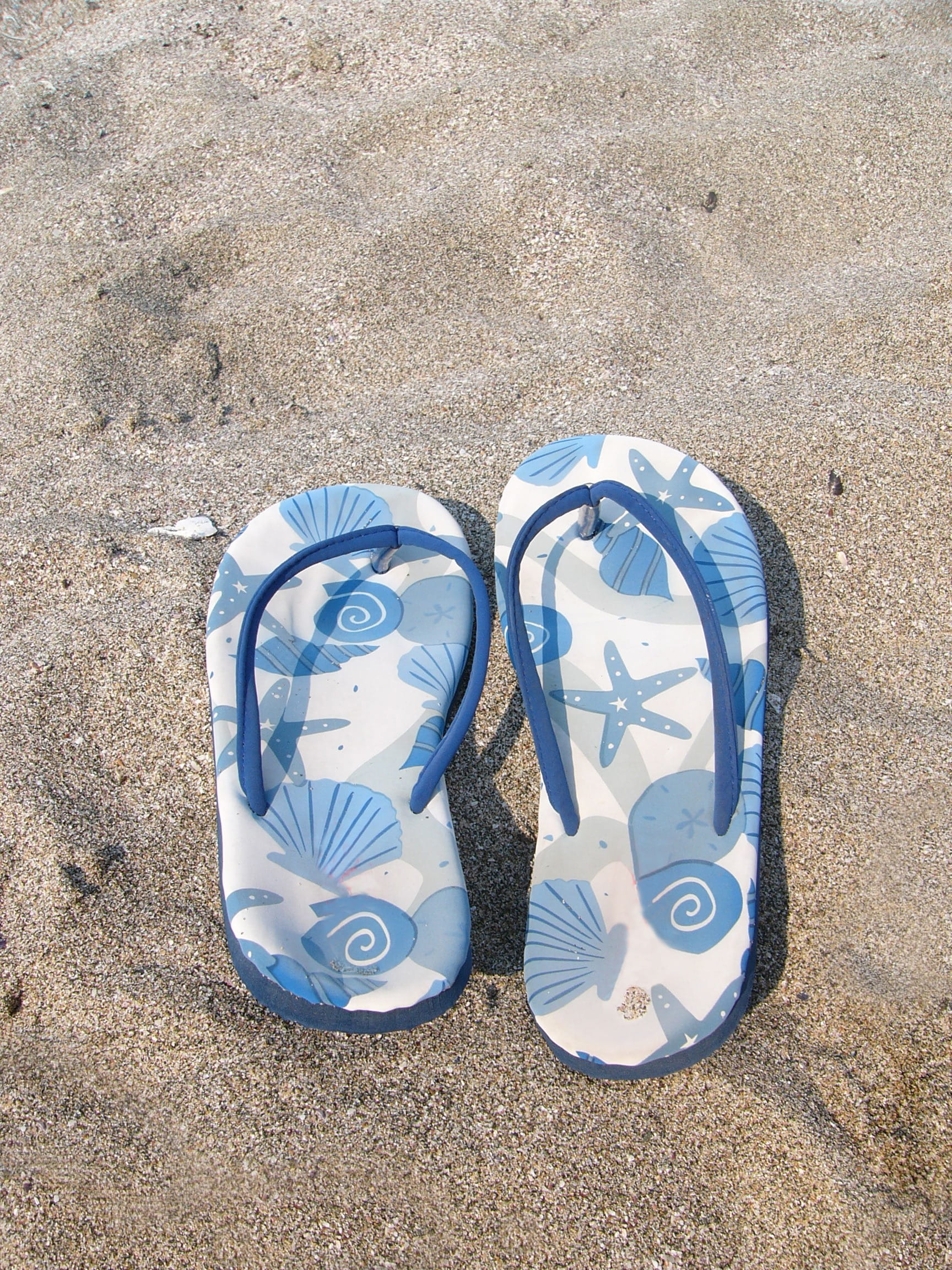 sunlight, high angle view, flipflop, Flip-Flop, land, shoes, Pair, sand, two objects, nature, absence, sandal, personal accessory, outdoors, gray, shoe, Phone HD Wallpaper