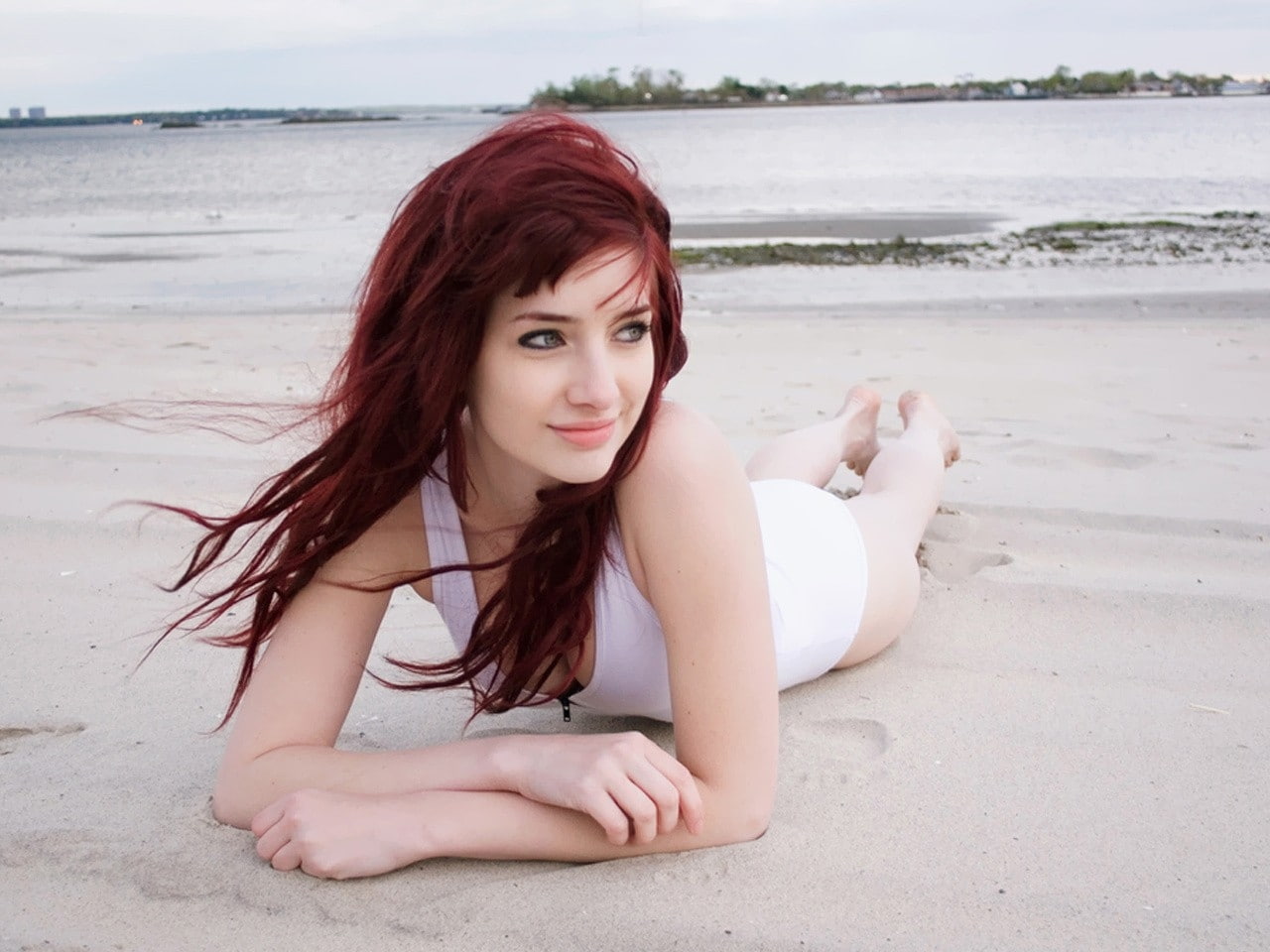 sea, art, beaches, swimsuits, x, waves, susan, 720P, redheads, coffey, sand, women, nature, beach, hd, HD Wallpaper